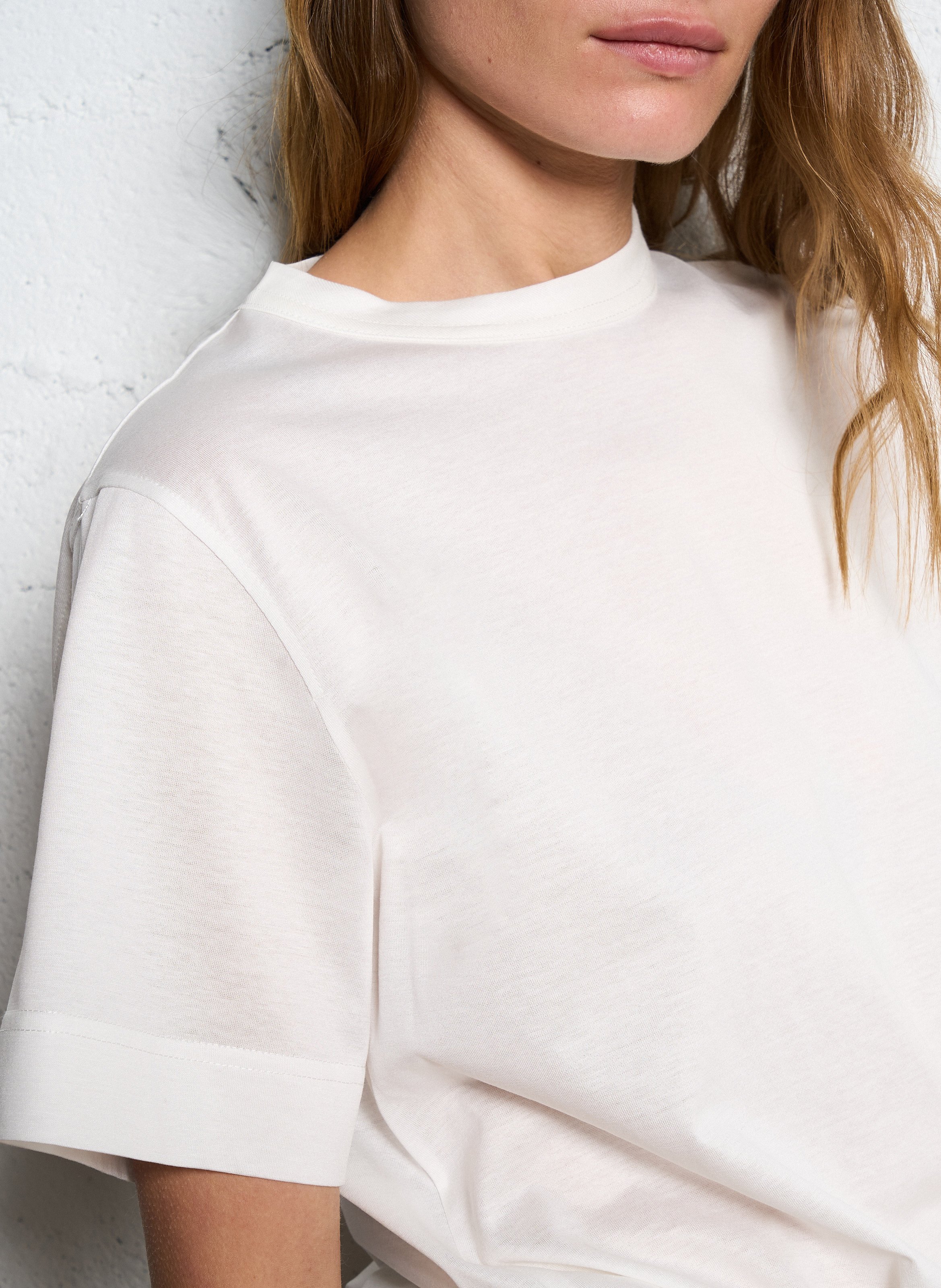 Tee shirt à col rond en coton basic SOEUR Blanc