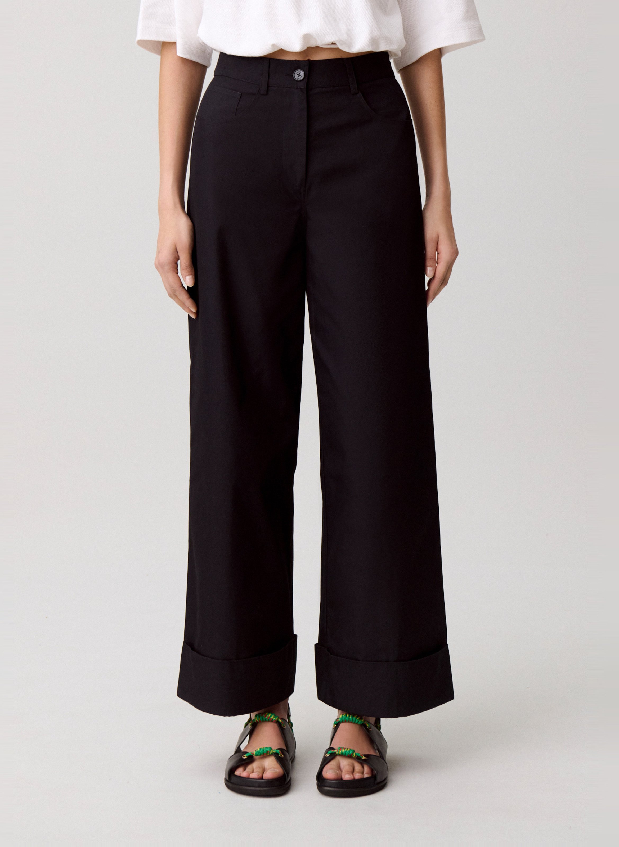 Pantalon large en coton mélangé CLAUDIE PIERLOT Bleu