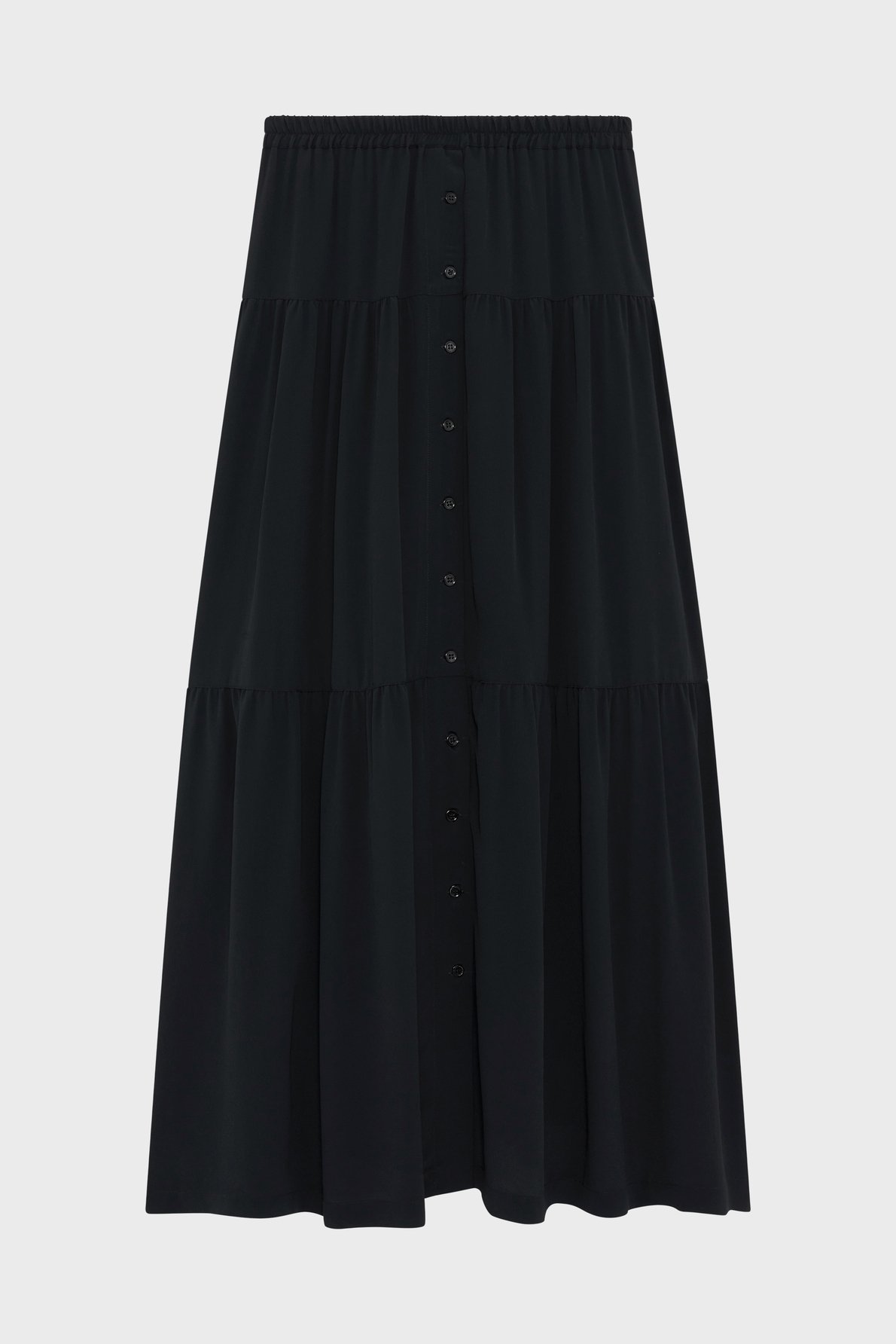 Jupe longue boutonnée à volants - naela PABLO Noir