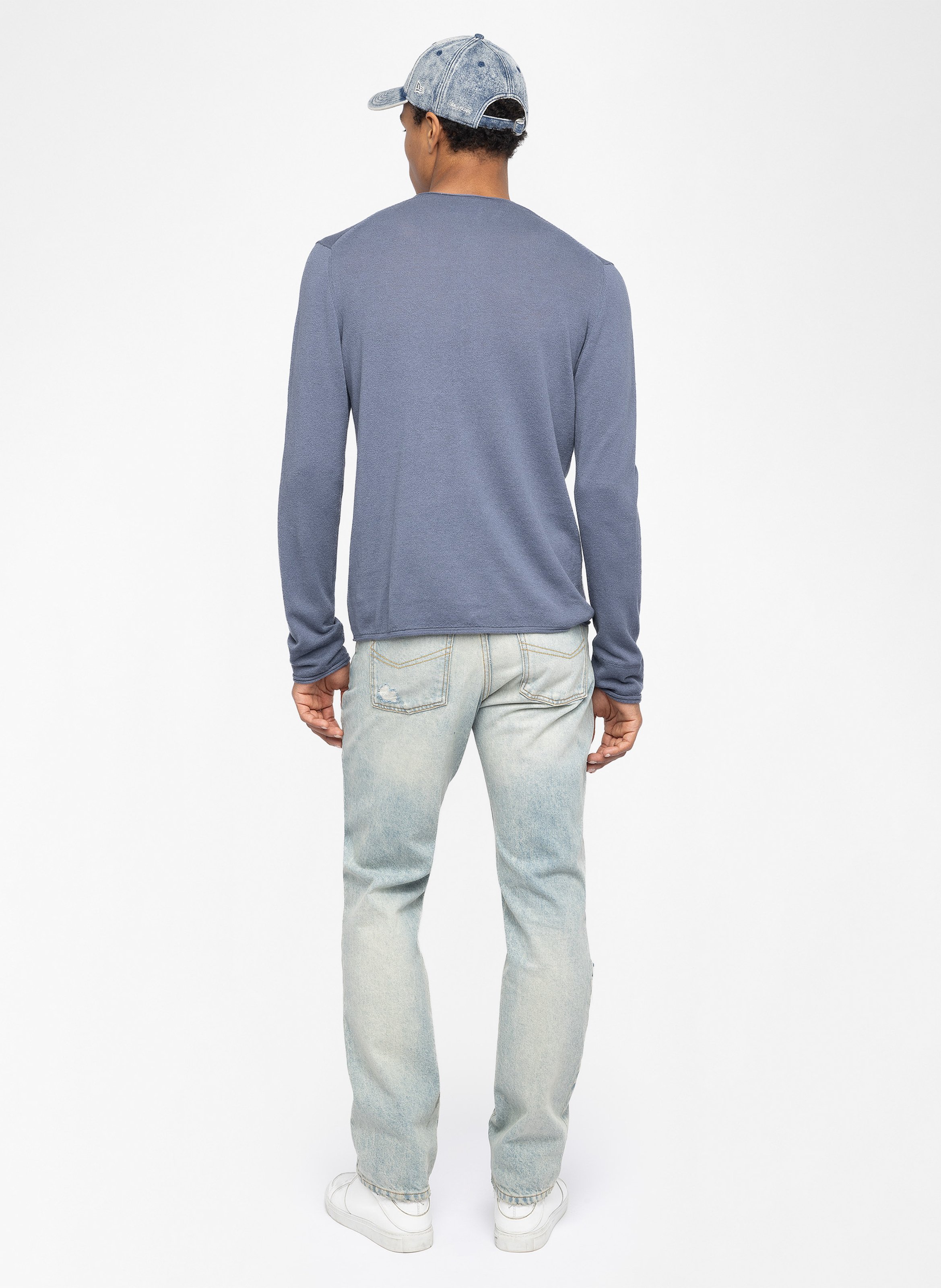 Pull droit col rond en lin et coton mélangé veiss ZADIG&VOLTAIRE Bleu