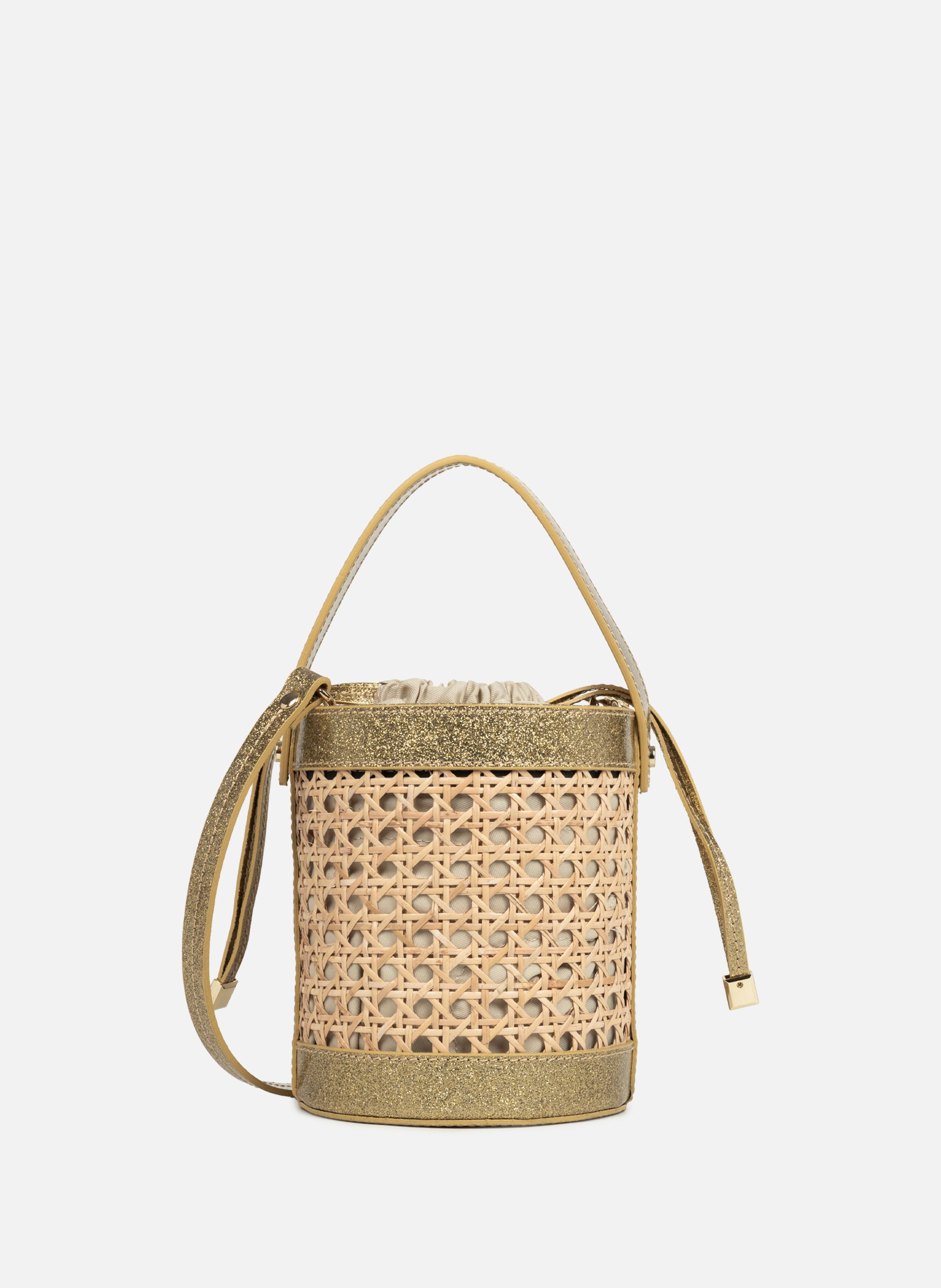 Petit sac seau - cannage rotin LANCASTER Doré