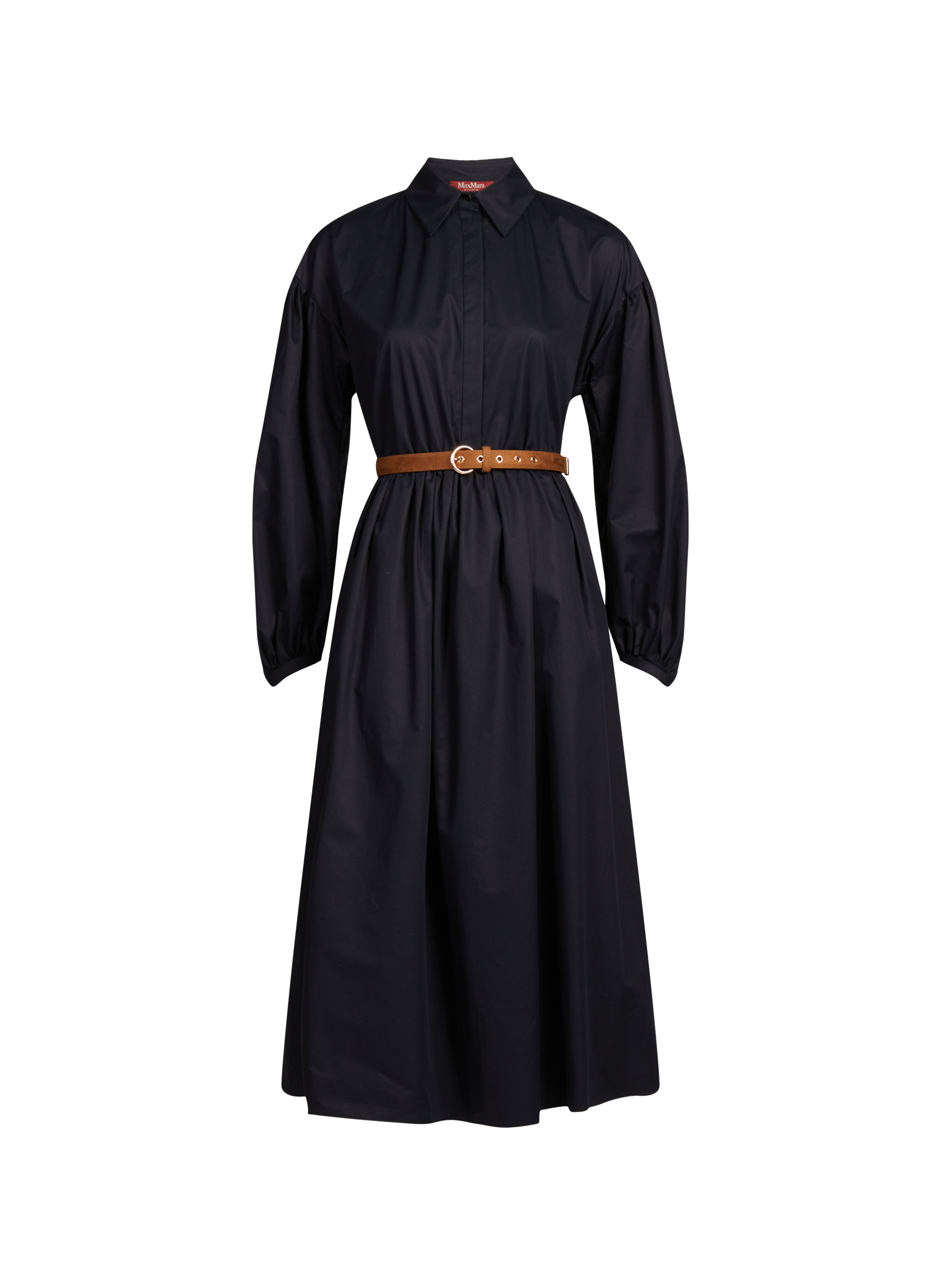 Long dress with removable belt in cotton MAX MARA Blue