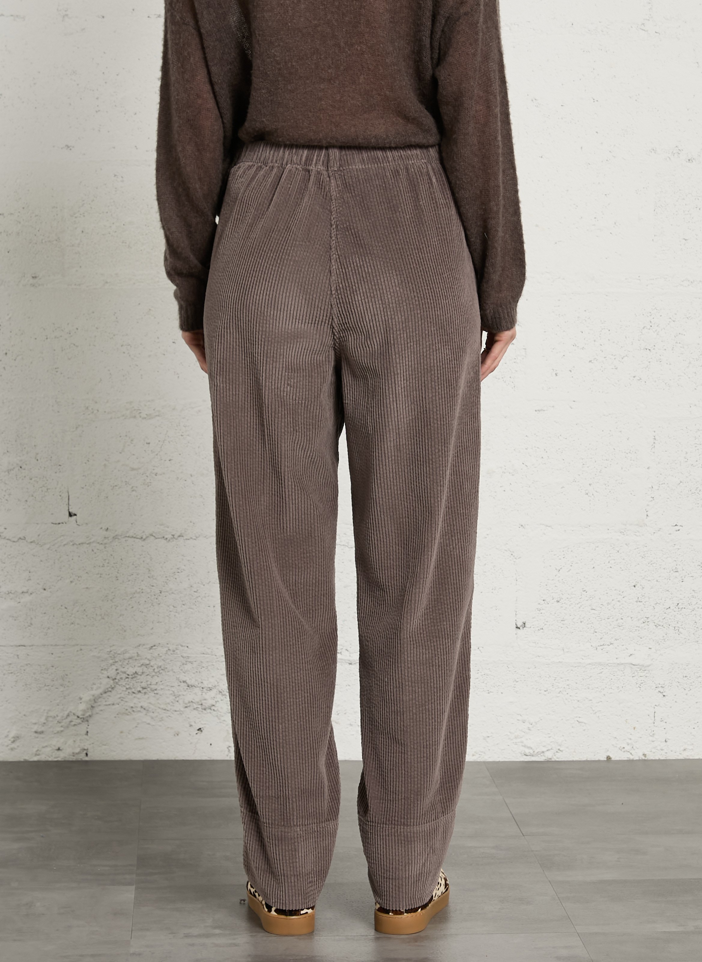 Pantalon large taille haute en velours côtelé padow AMERICAN VINTAGE Gris