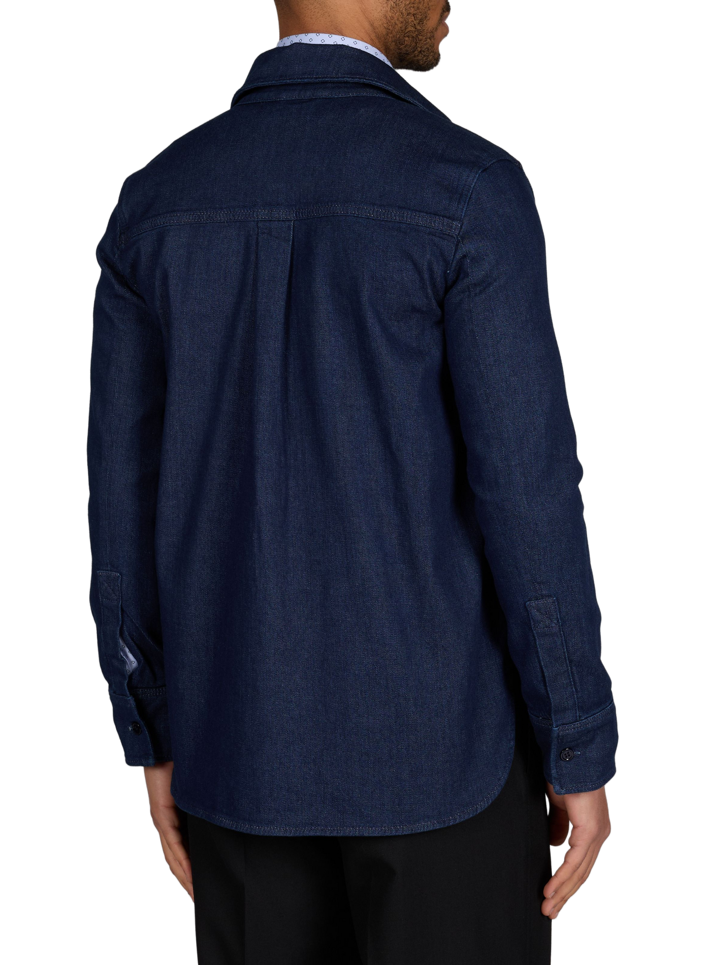 Chemise droite en denim de coton stretch BOSS Bleu