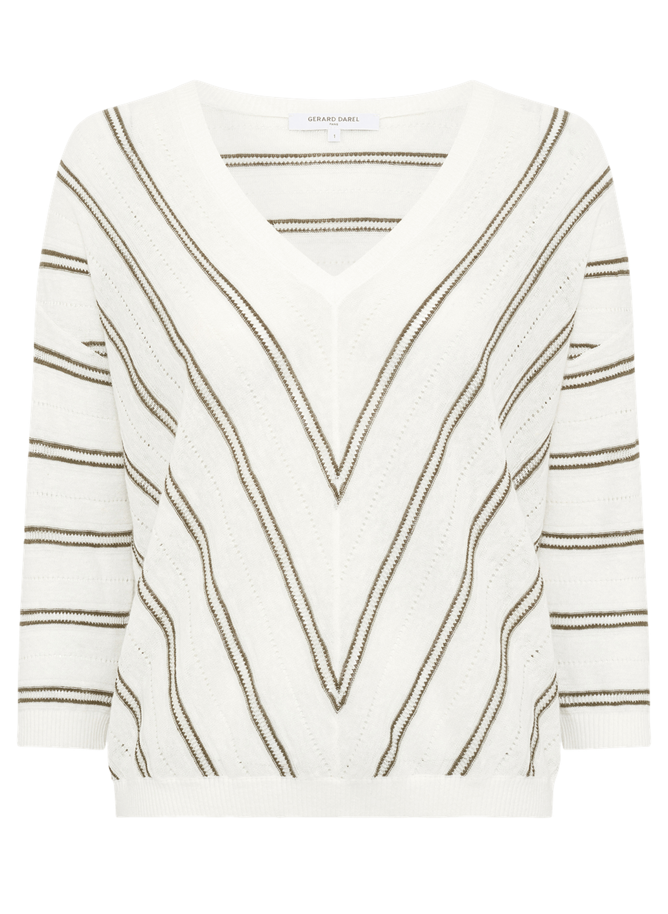 Pull v rayé en lin et coton - lerya GERARD DAREL Vert