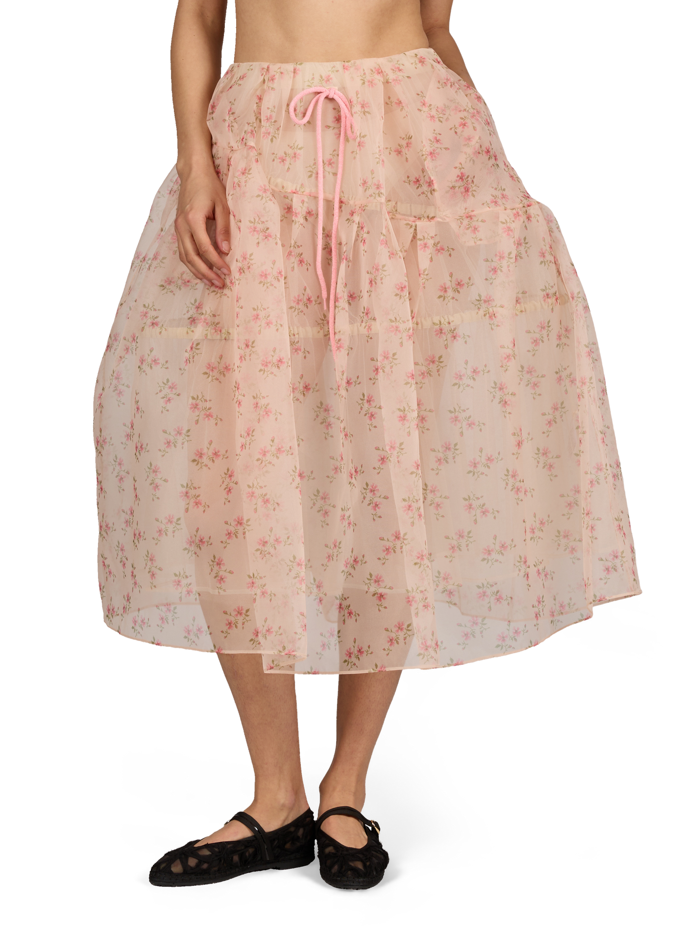 Midi skirt with ruffled sheer chiffon SIMONE ROCHA Silver