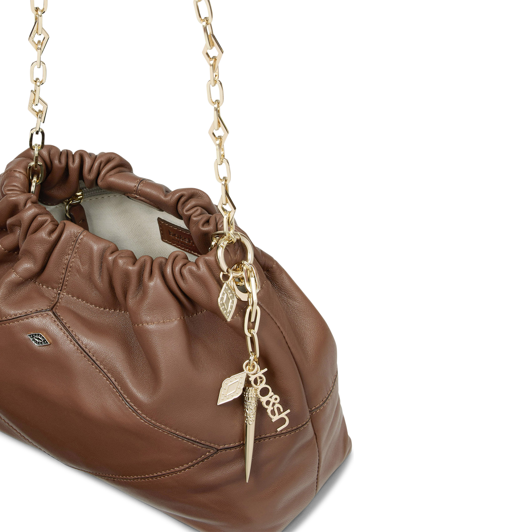 Sac épaule uni en cuir mini june tote BA&SH Marron