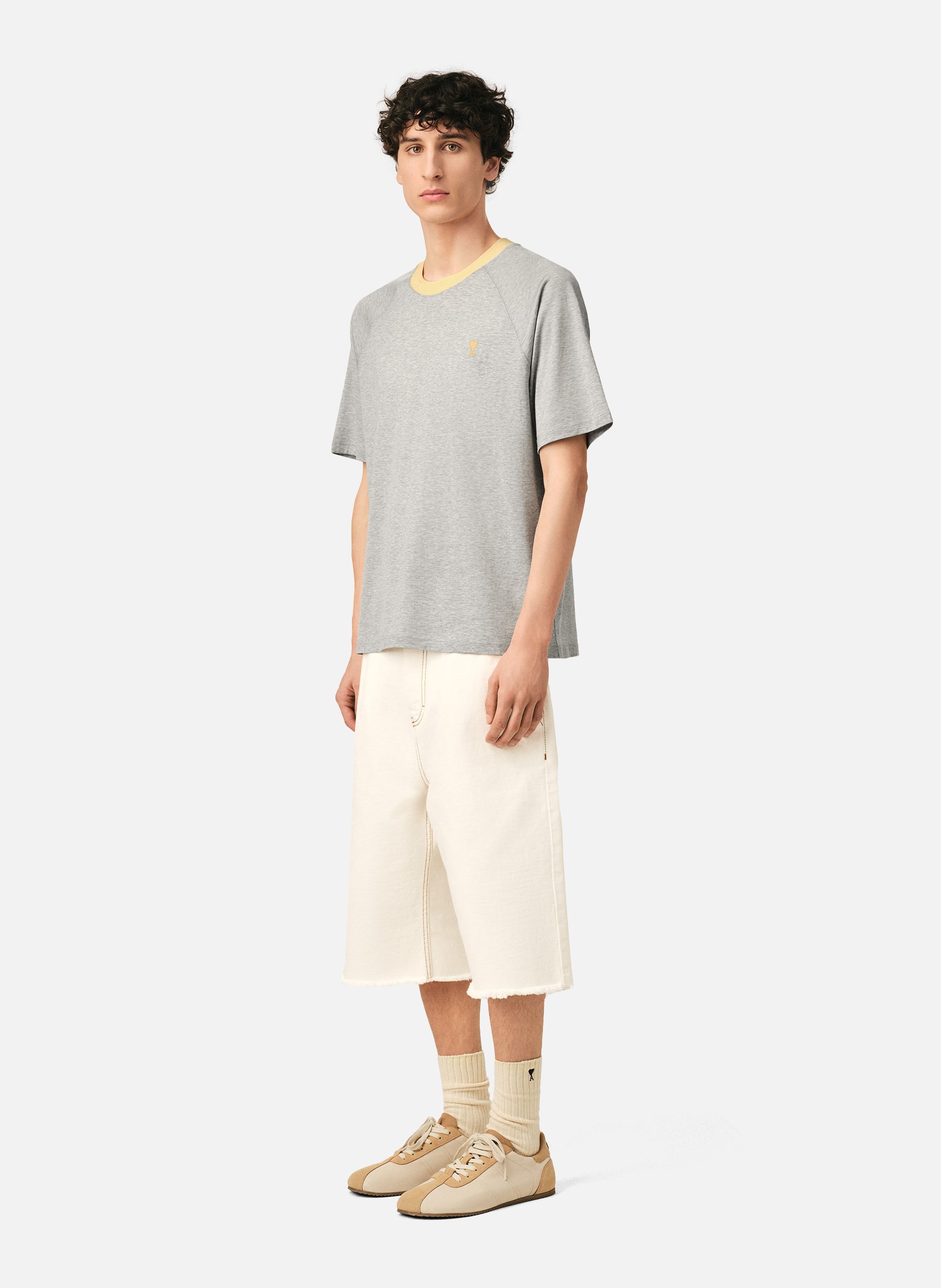 T-shirt ami de coeur en coton AMI PARIS Gris