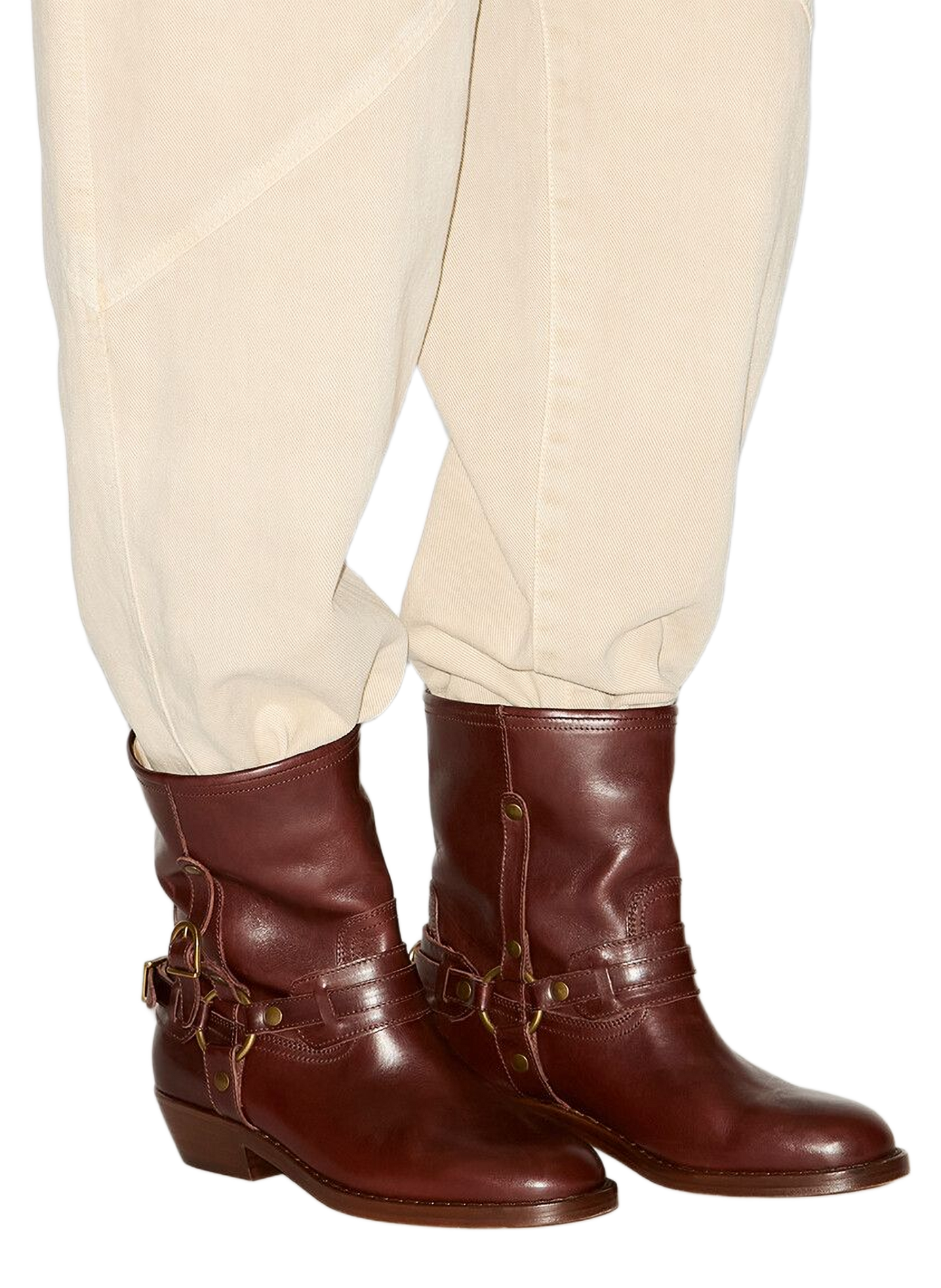 Ildred Western Buckle Leather Ankle Boots ISABEL MARANT Brown