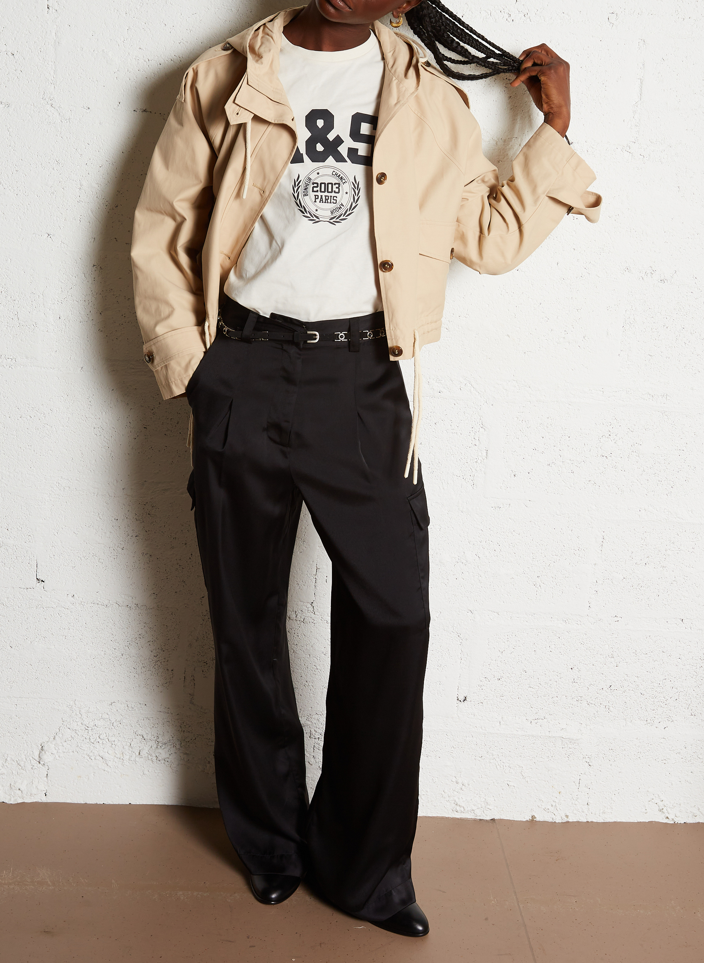 Tee-shirt col rond en coton ioni BA&SH Beige