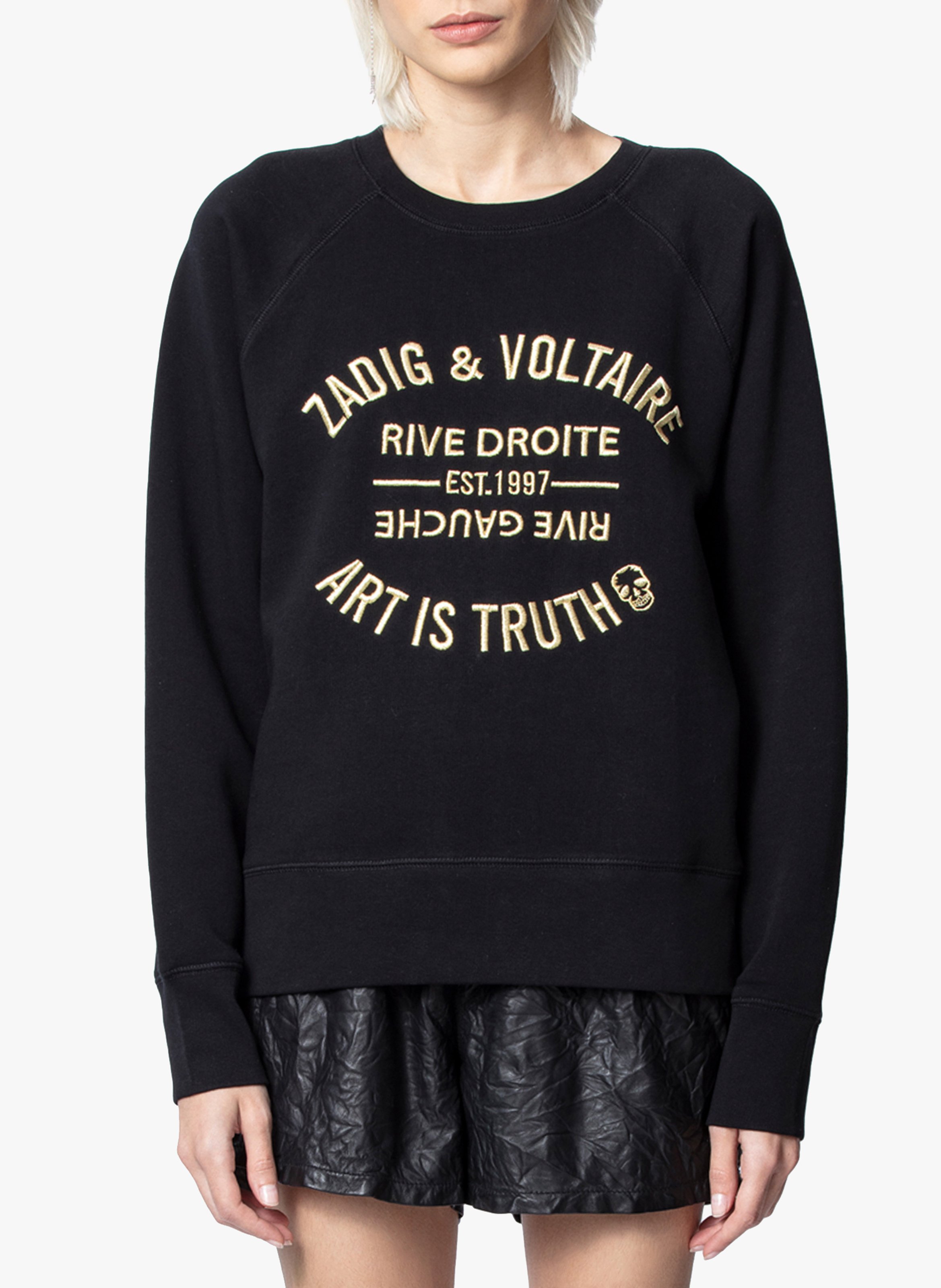 Sweat droit en coton ZADIG&VOLTAIRE Noir