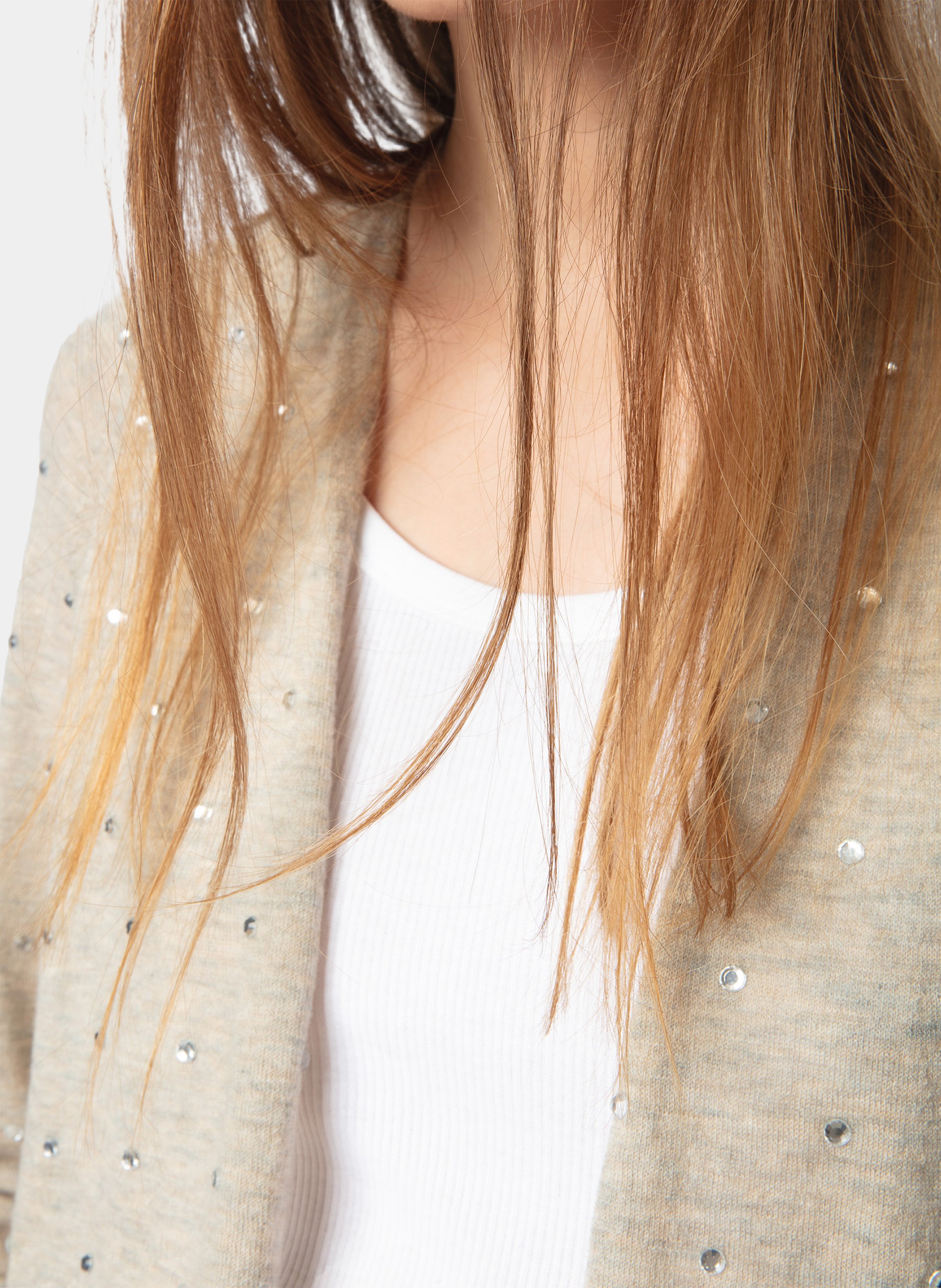 Cardigan à strass en cachemire daffy ZADIG&VOLTAIRE Beige