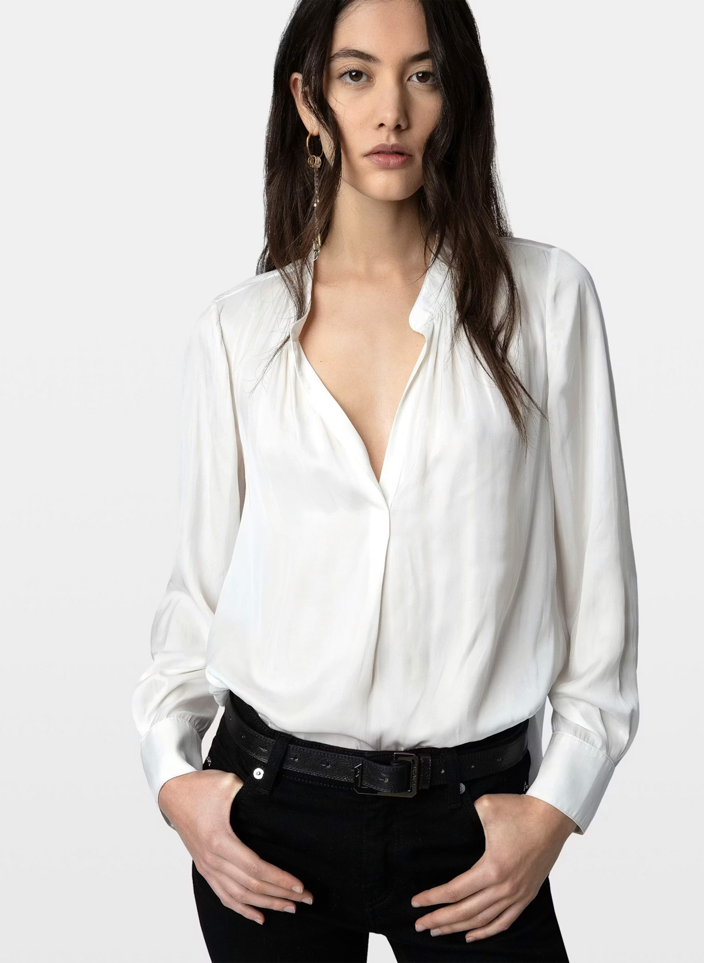 Tink fluid satin V-neck top ZADIG&VOLTAIRE Beige
