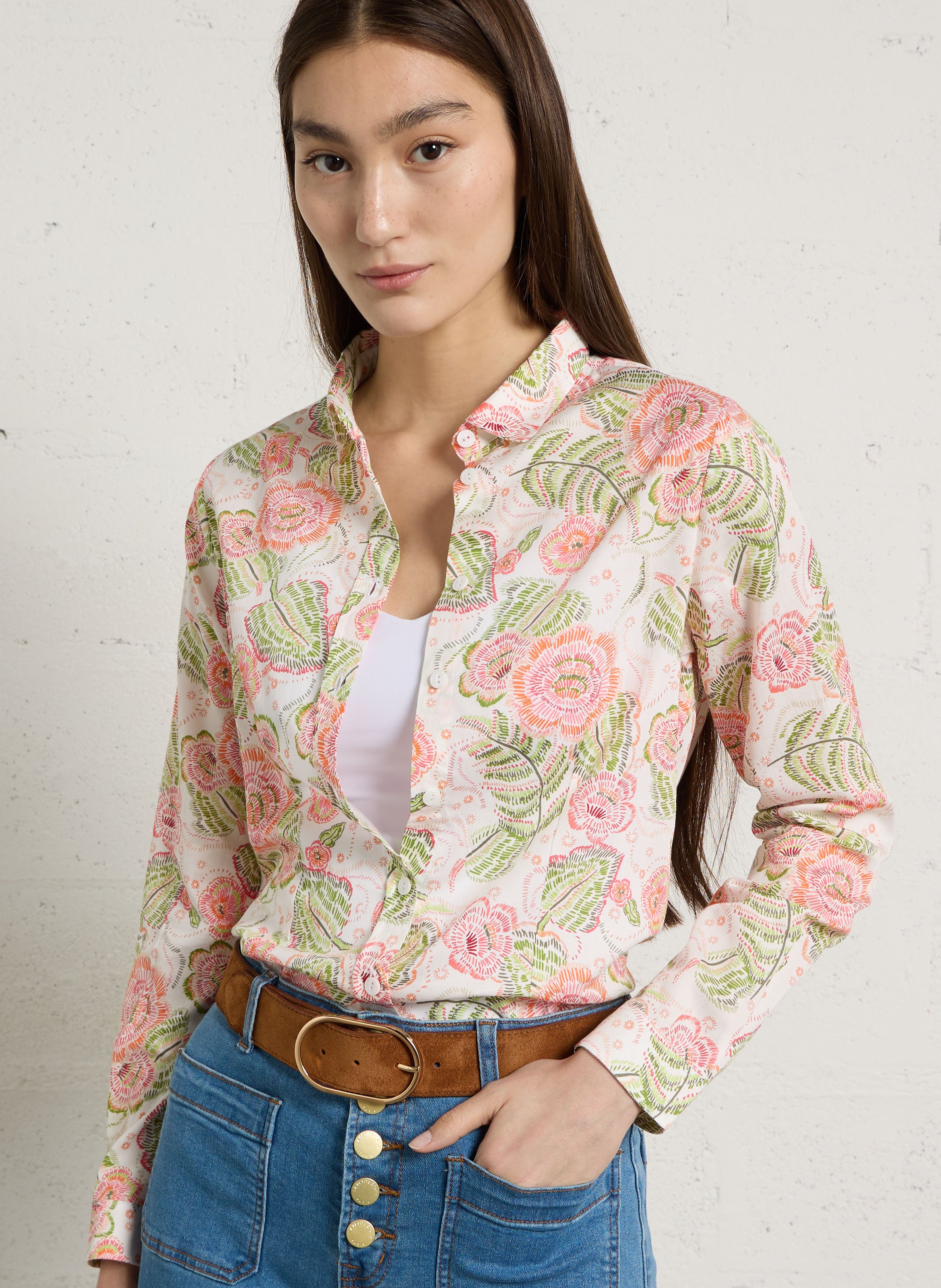 Chemise à imprimé floral ARMOR-LUX Blanc