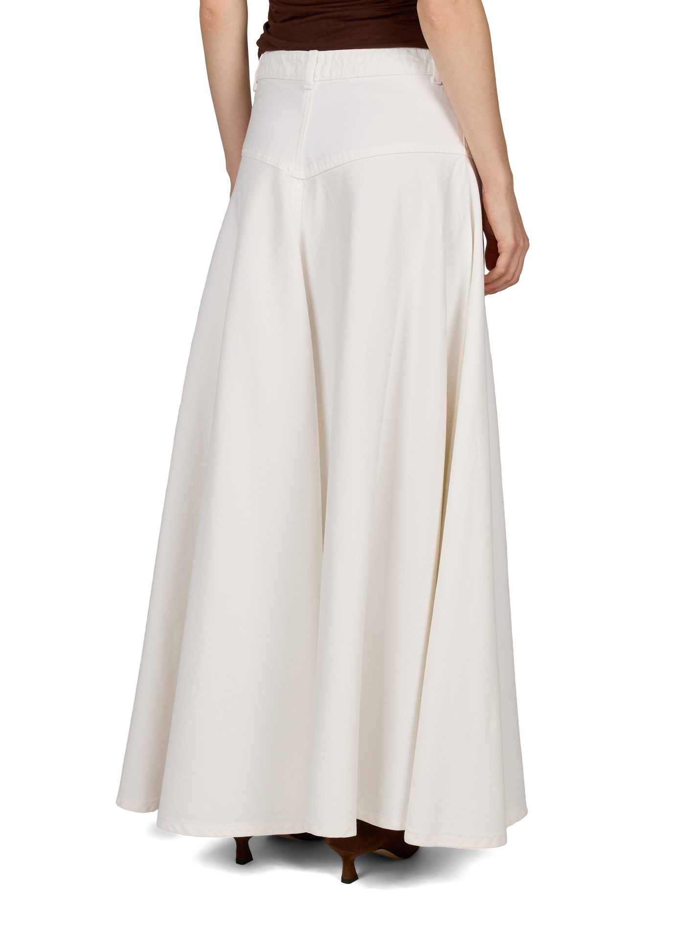 Jupe évasée en denim de coton mélangé TOPSHOP Blanc
