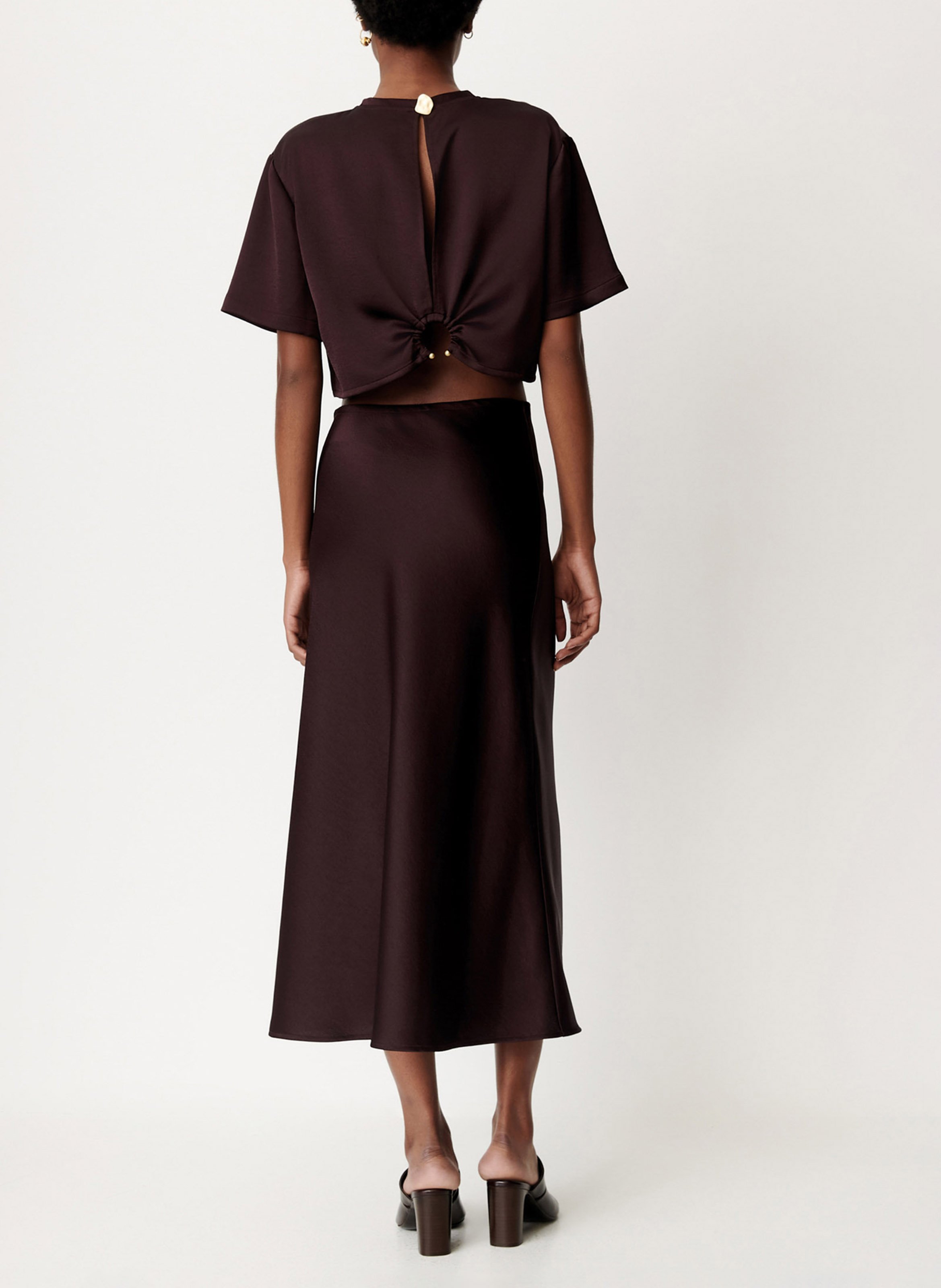 Jupe longue satinée gilda SESSUN Marron