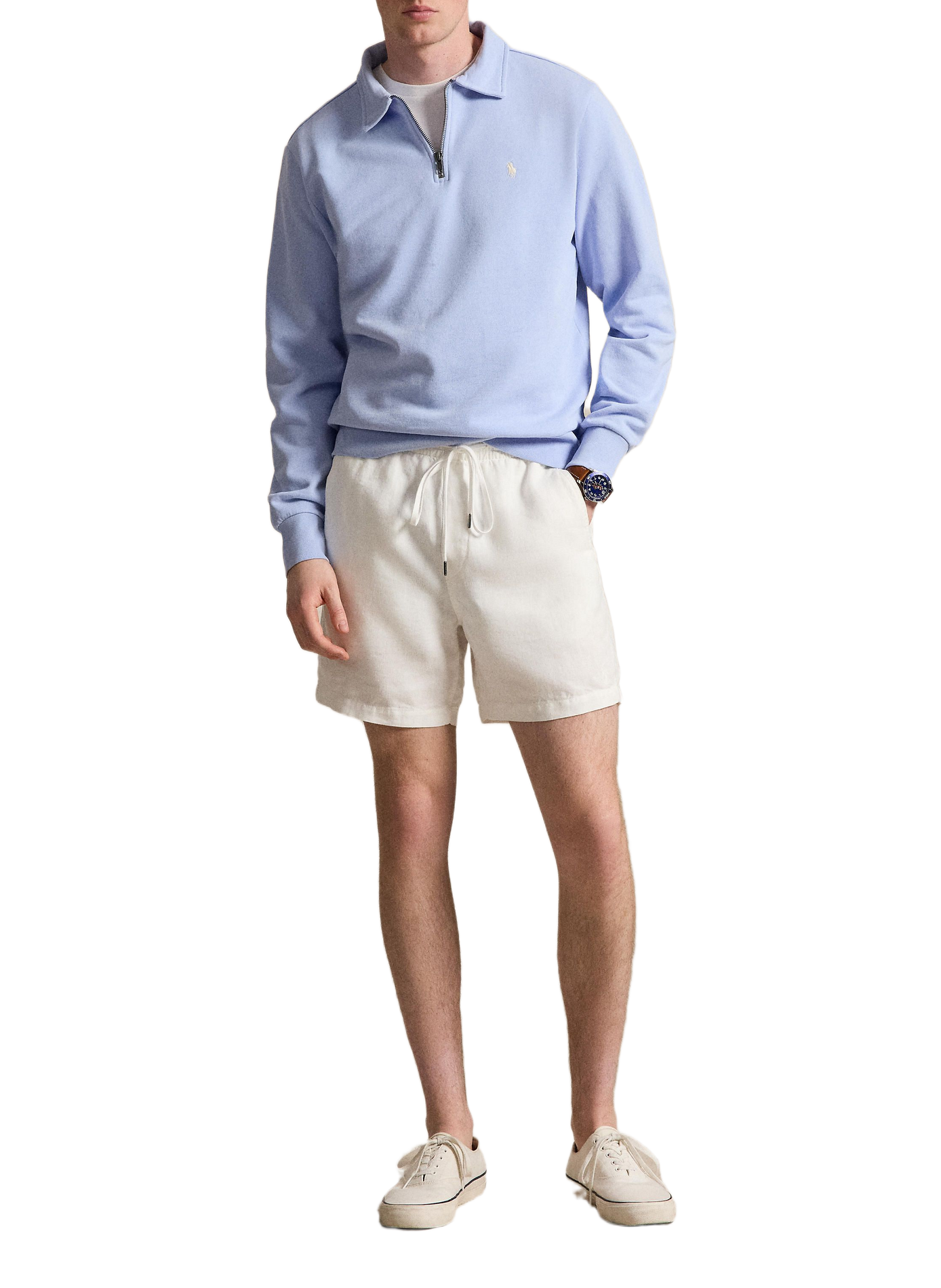 Pull droit à col classique en coton  POLO RALPH LAUREN Bleu