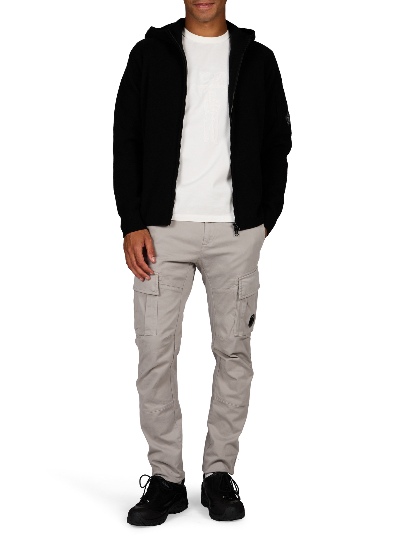 Pull avec capuche en laine mélangée CP COMPANY Noir