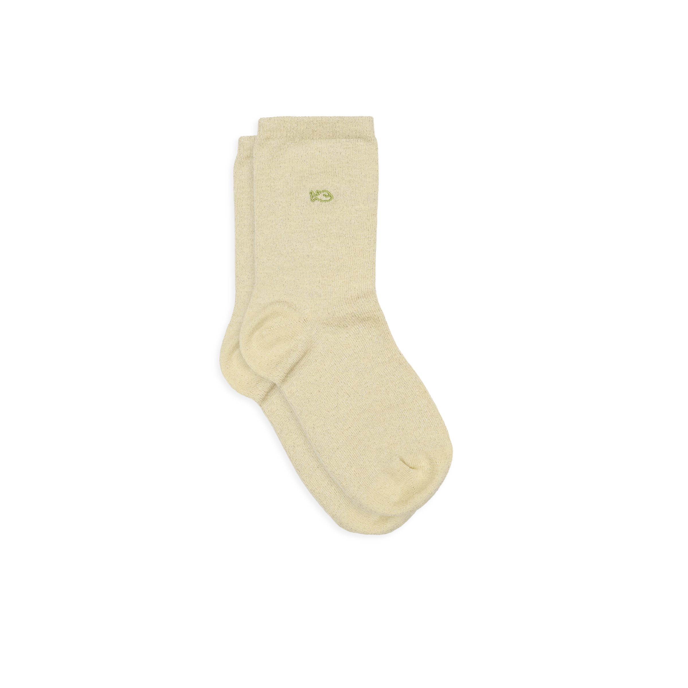 Chaussettes pailletées en coton peigné unies  Jaune clair