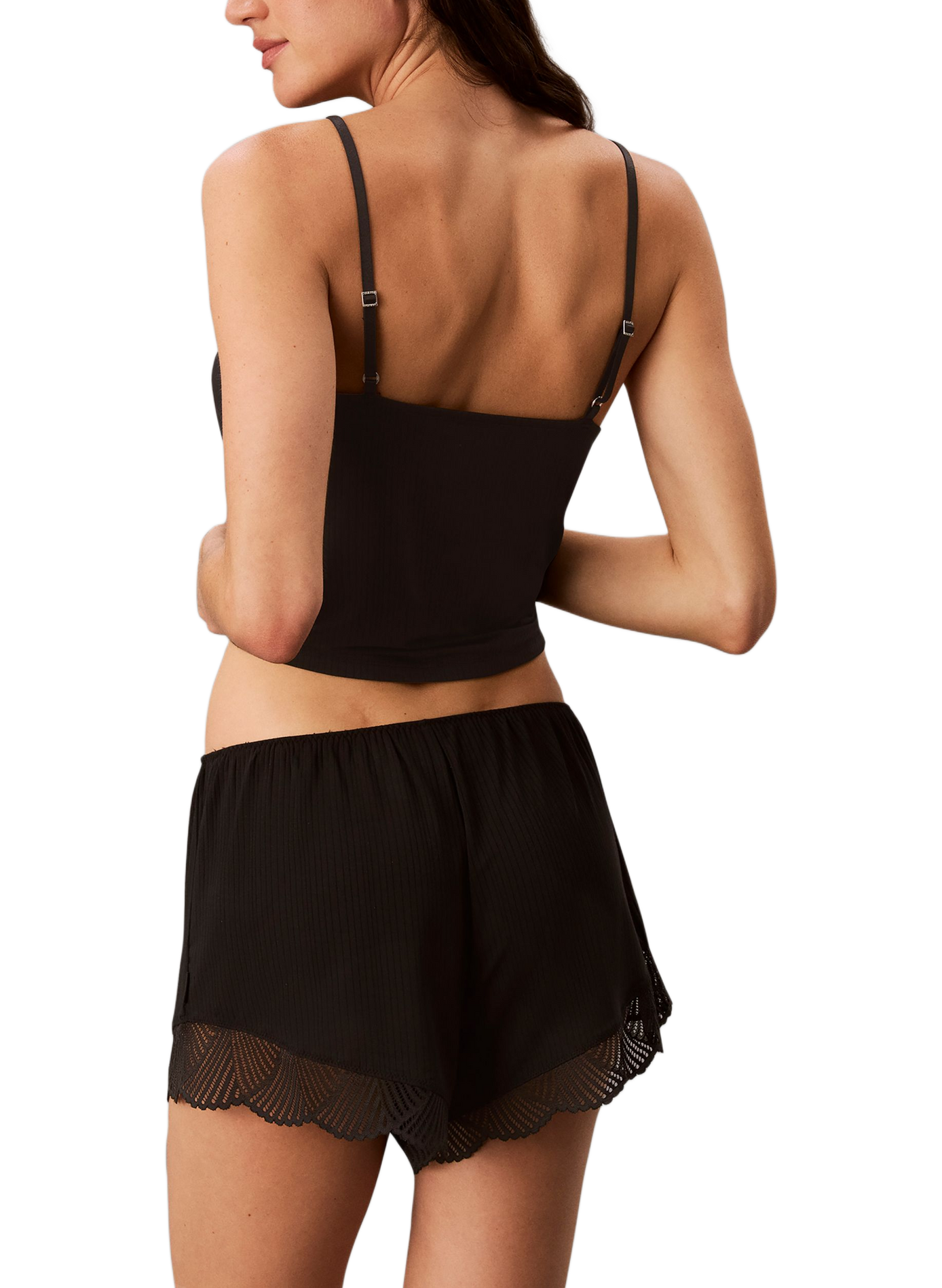 Weite Shorts mit Spitzendetail CALVIN KLEIN Schwarz