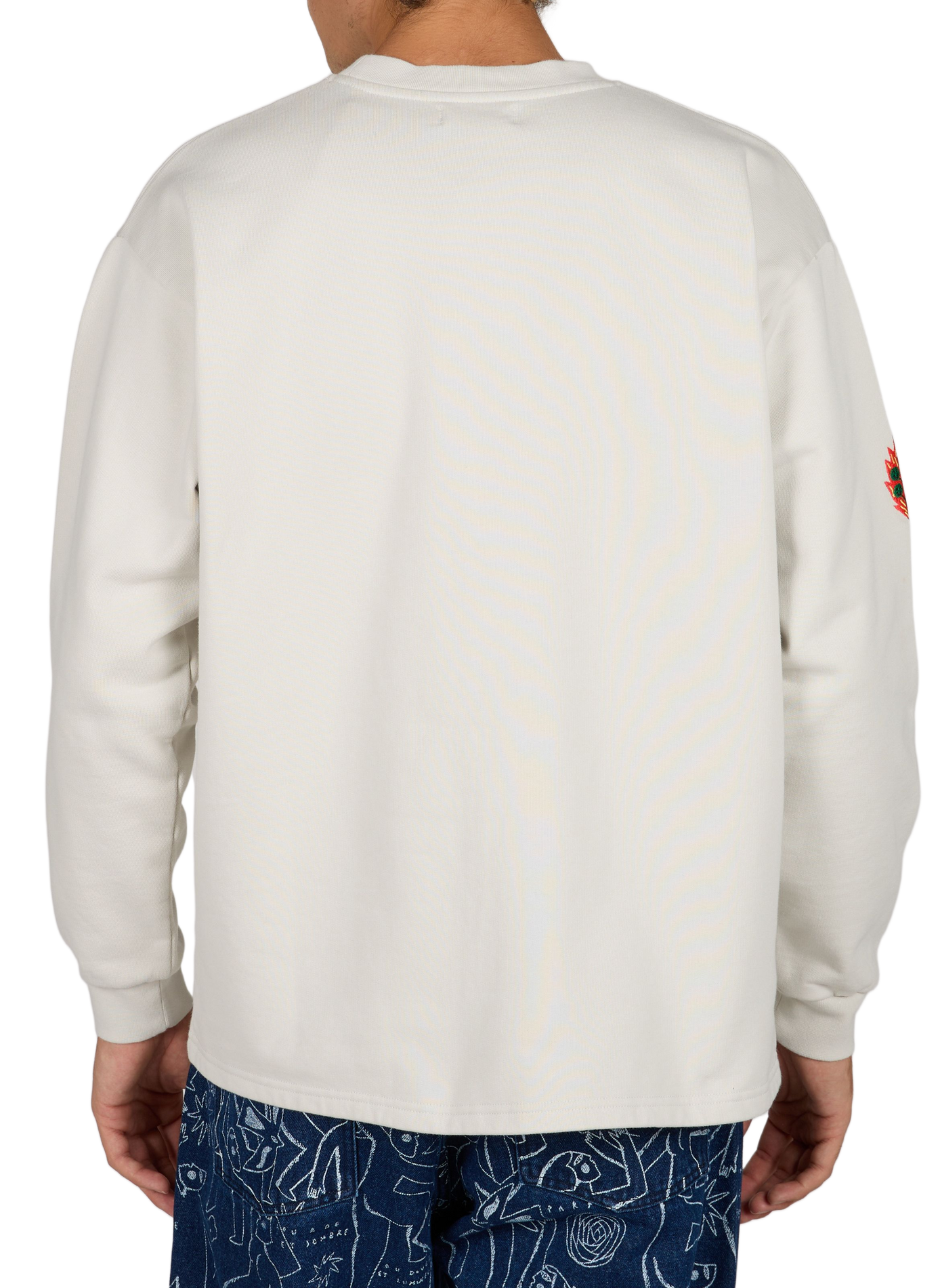 Plain straight-fit sweatshirt with embroidered motifs OLOW Grey