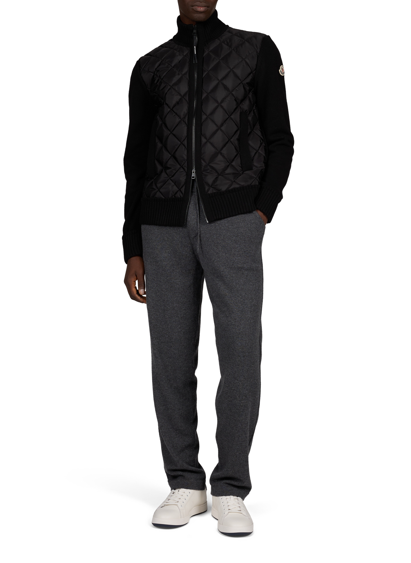 Gerader CARDIGAN aus Woll- und Kaschmir-Mischgewebe in Materialmix MONCLER Schwarz