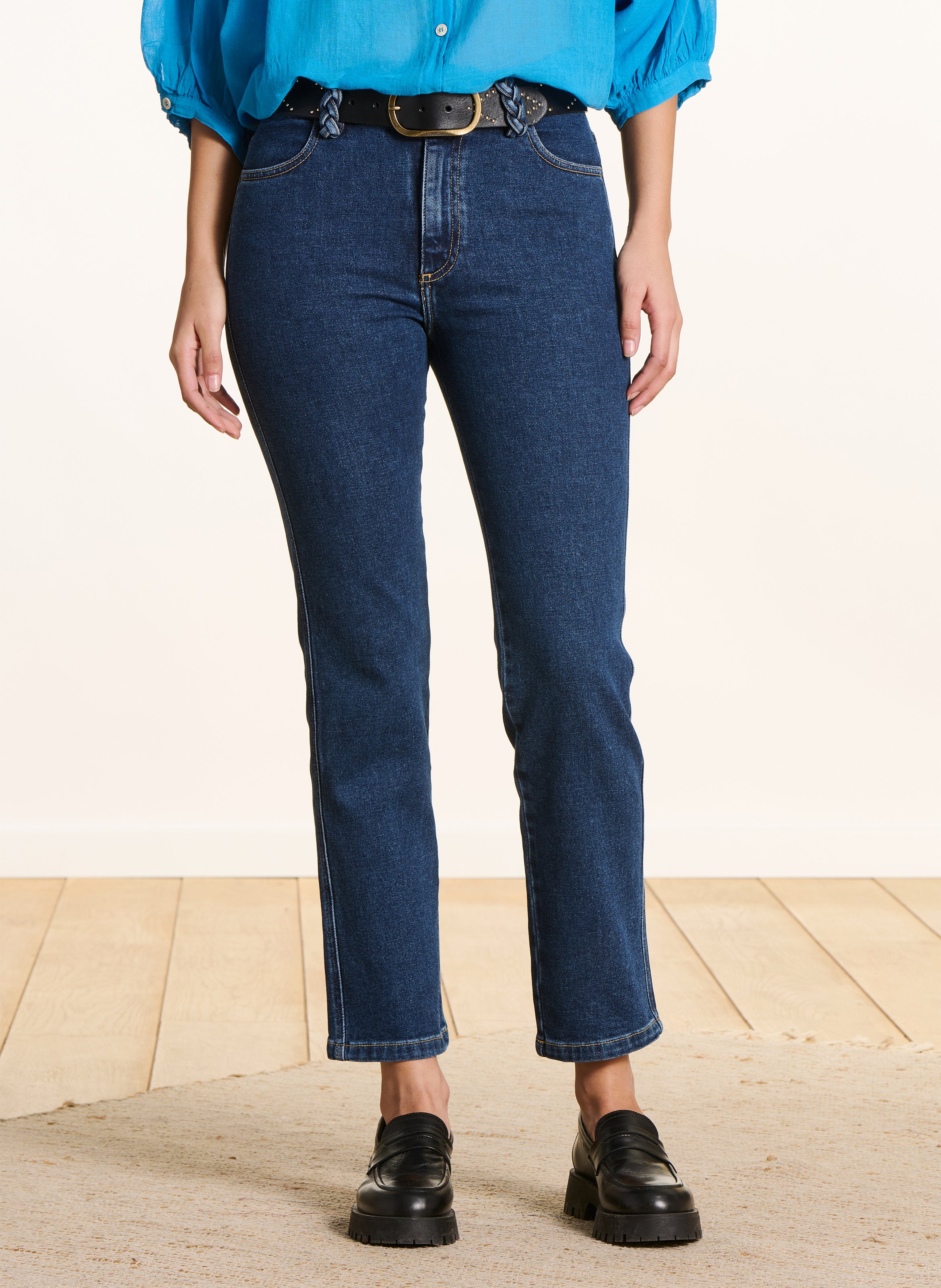Rechte jeans van biologisch katoen. LA FEE MARABOUTEE Blauw