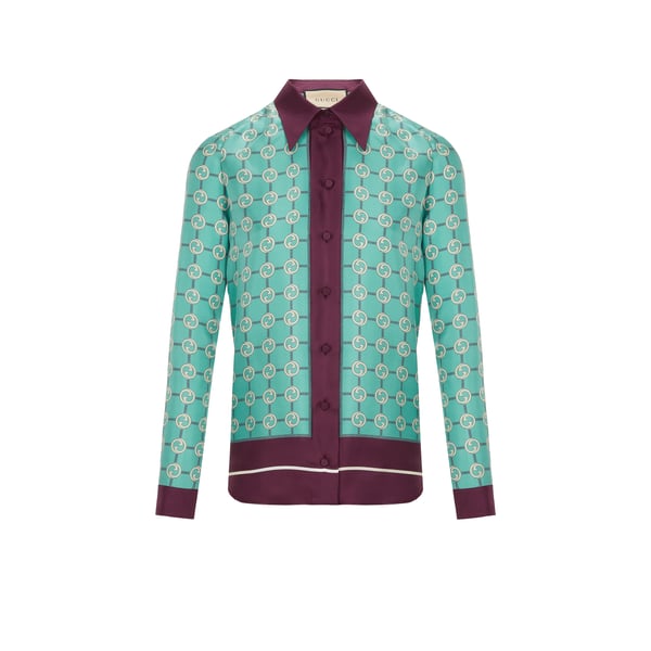 Gucci Chemise À Imprimé Gg En Soie In Green