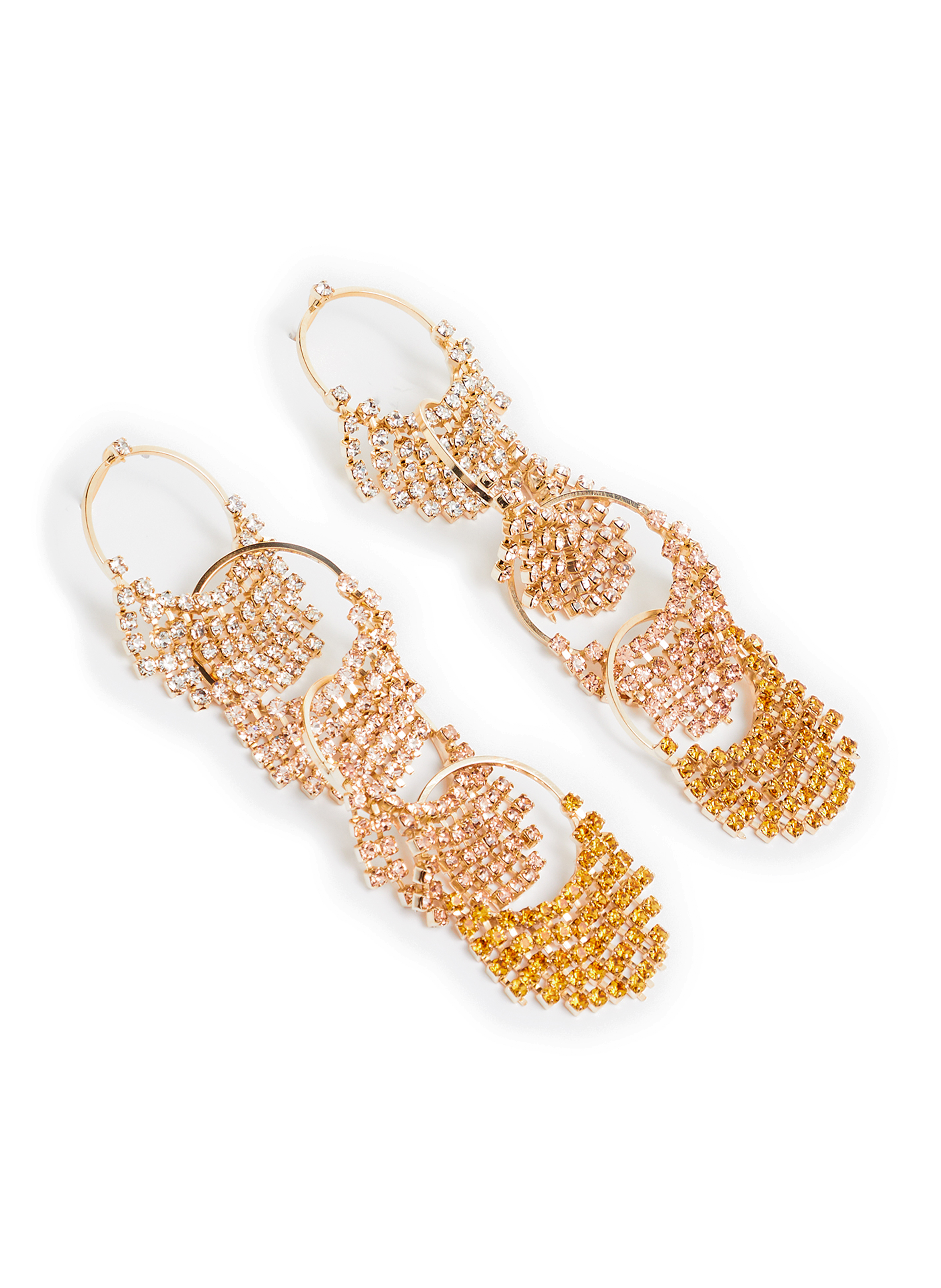 Boucles d'oreille Lamè en laiton et cristaux