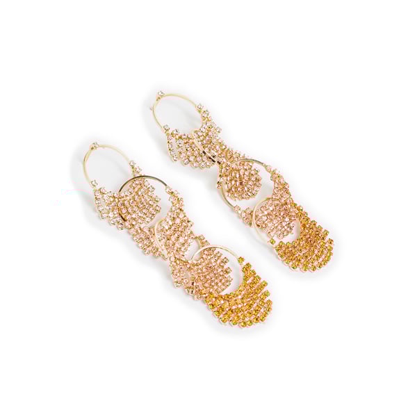 Boucles d'oreille Lamè en laiton et cristaux