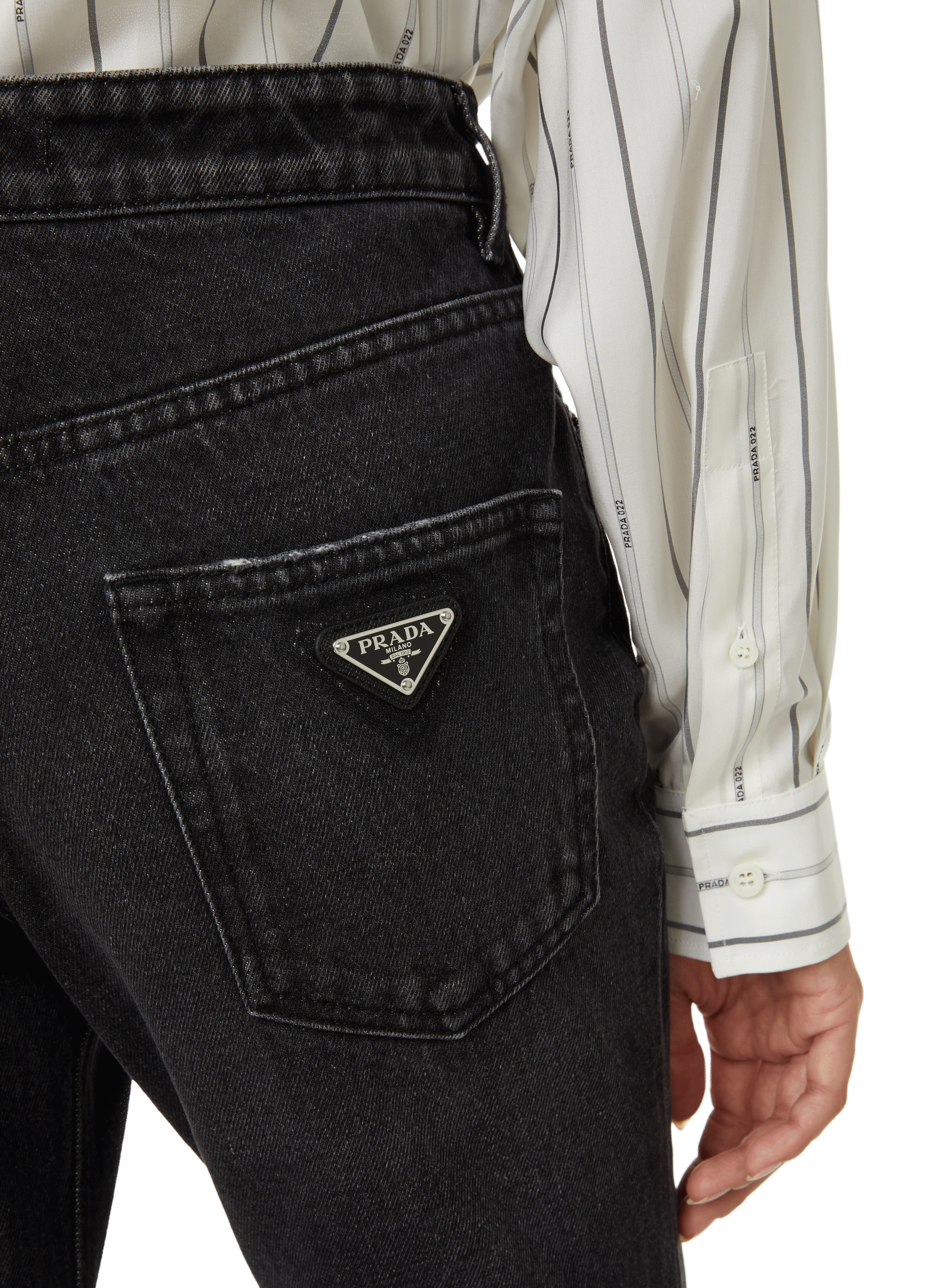 Flared cotton denim jeans PRADA Black