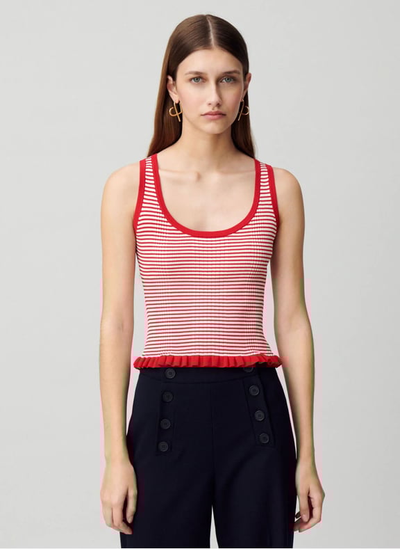 Débardeur rayé maille fine Rouge by CLAUDIE PIERLOT CLAUDIE PIERLOT Débardeur rayé maille fine Rouge