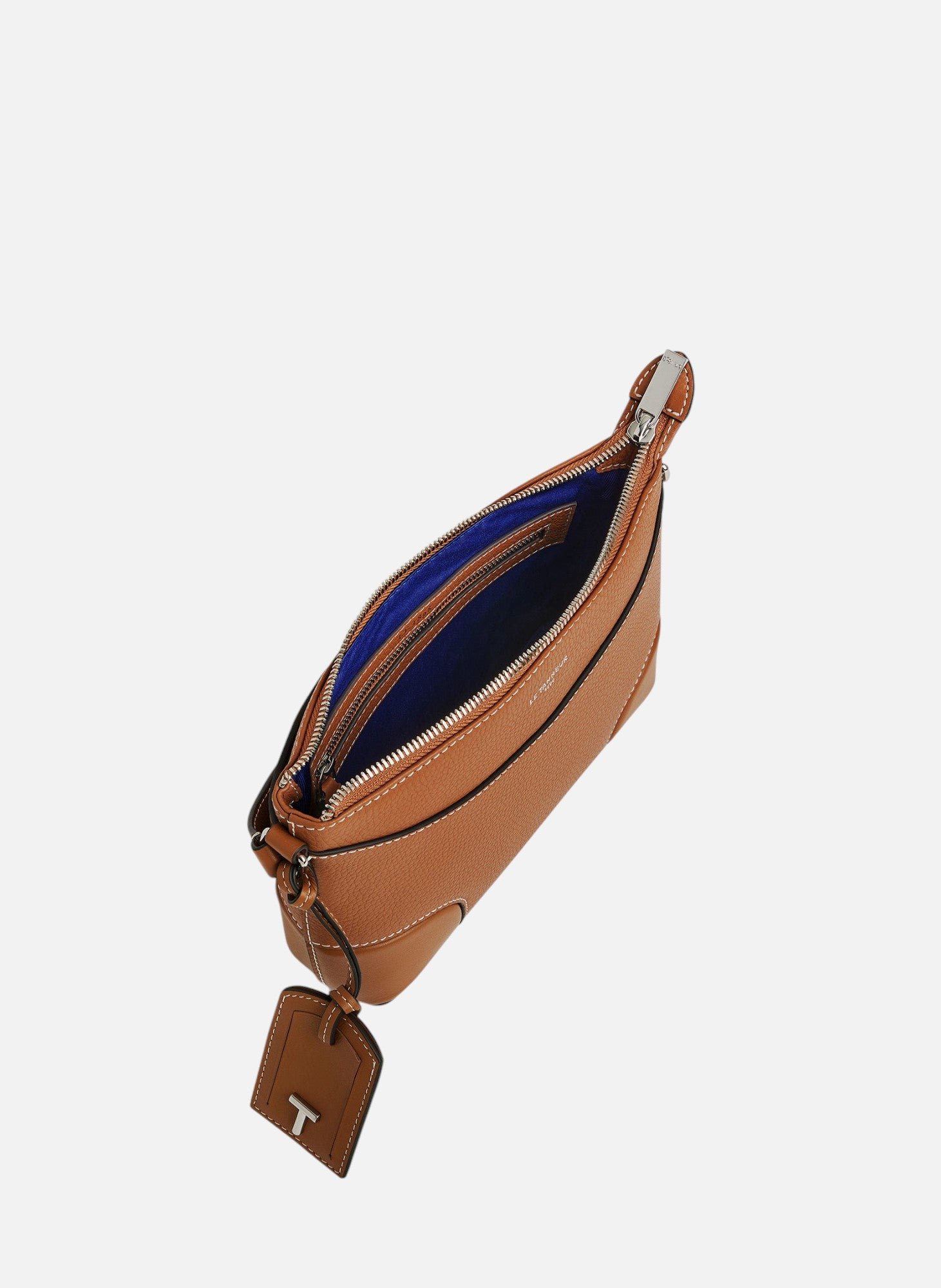 Petit sac bandoulière romy en cuir grainé et lisse LE TANNEUR Marron