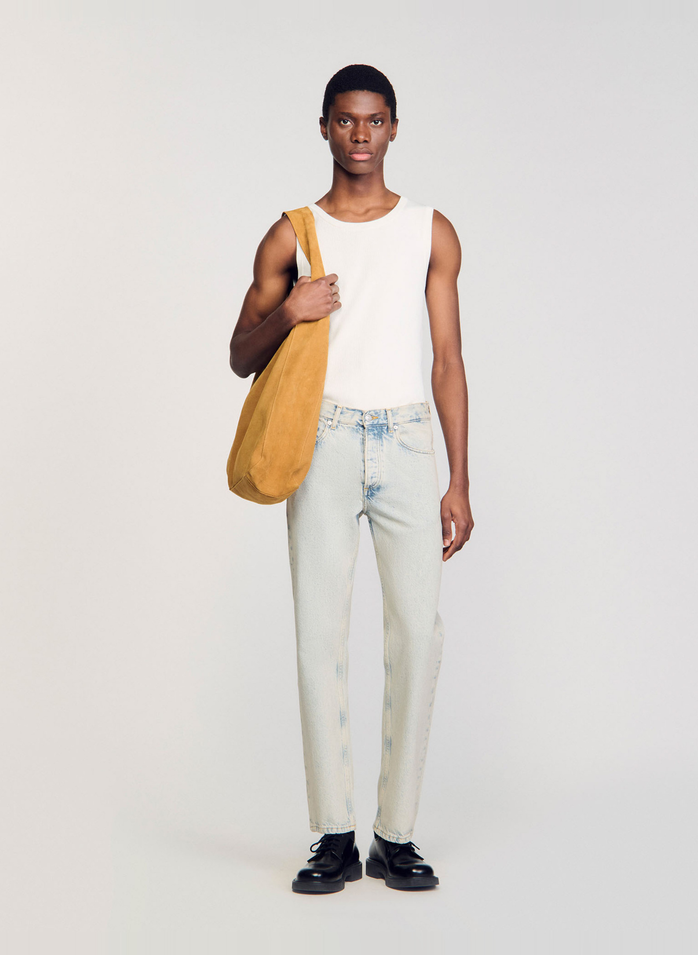 Jean droit en coton SANDRO Bleu