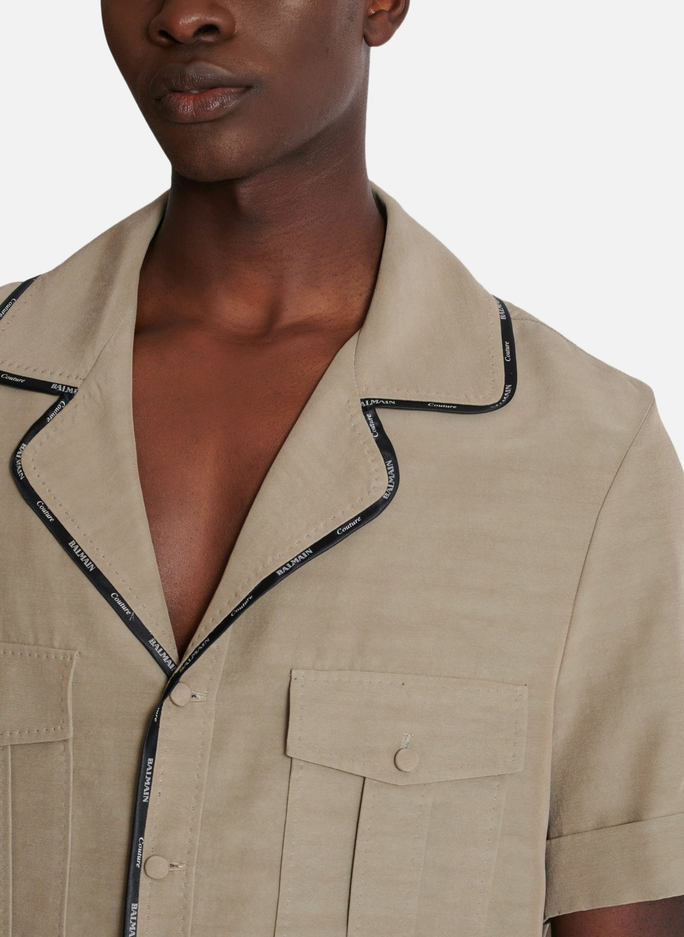 Chemise pyjama en cupro avec poches BALMAIN Marron