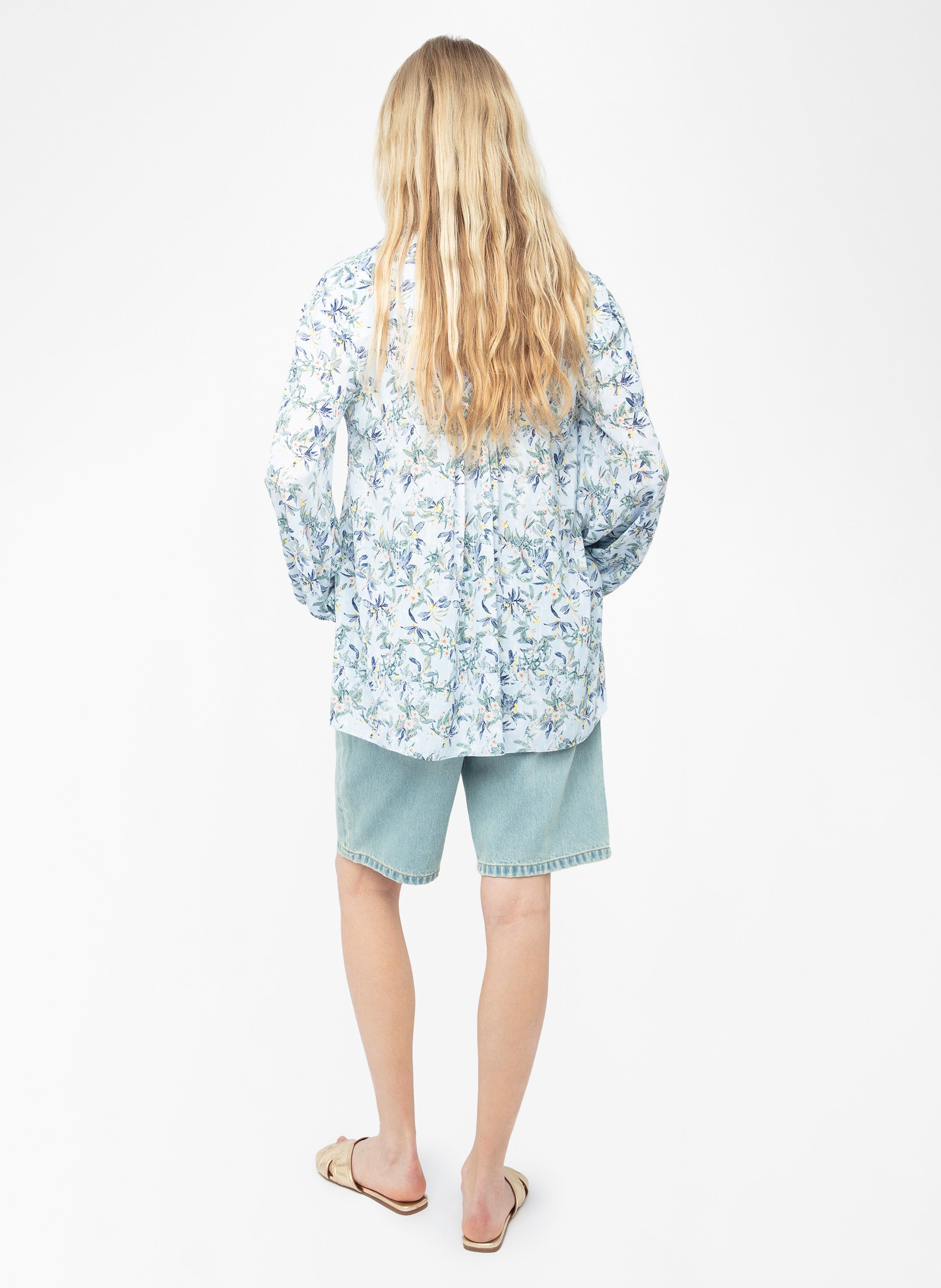 Top col v imprimé en soie tamela ZADIG&VOLTAIRE Bleu