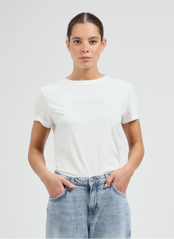 Cotton T-shirt Beige by GUESS GUESS Cotton T-shirt Beige