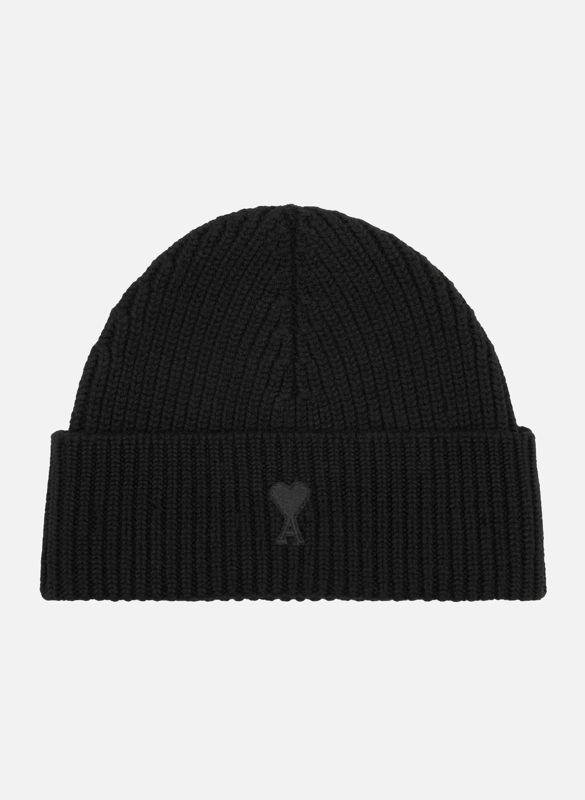Bonnet ami de coeur en laine unisexe AMI PARIS Noir