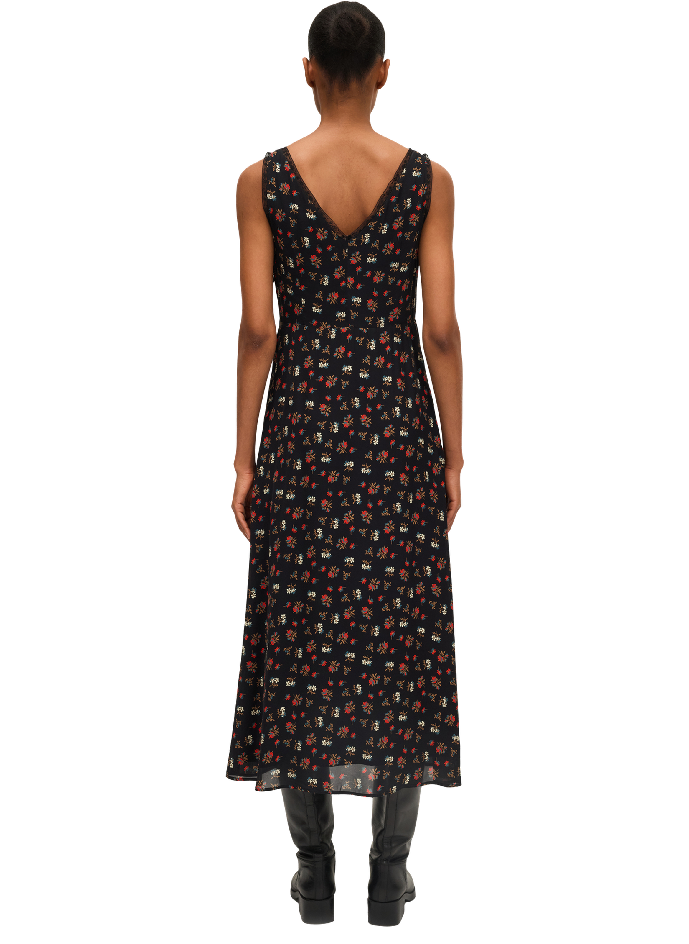 Robe longue imprimée à bretelles - louella PABLO Noir