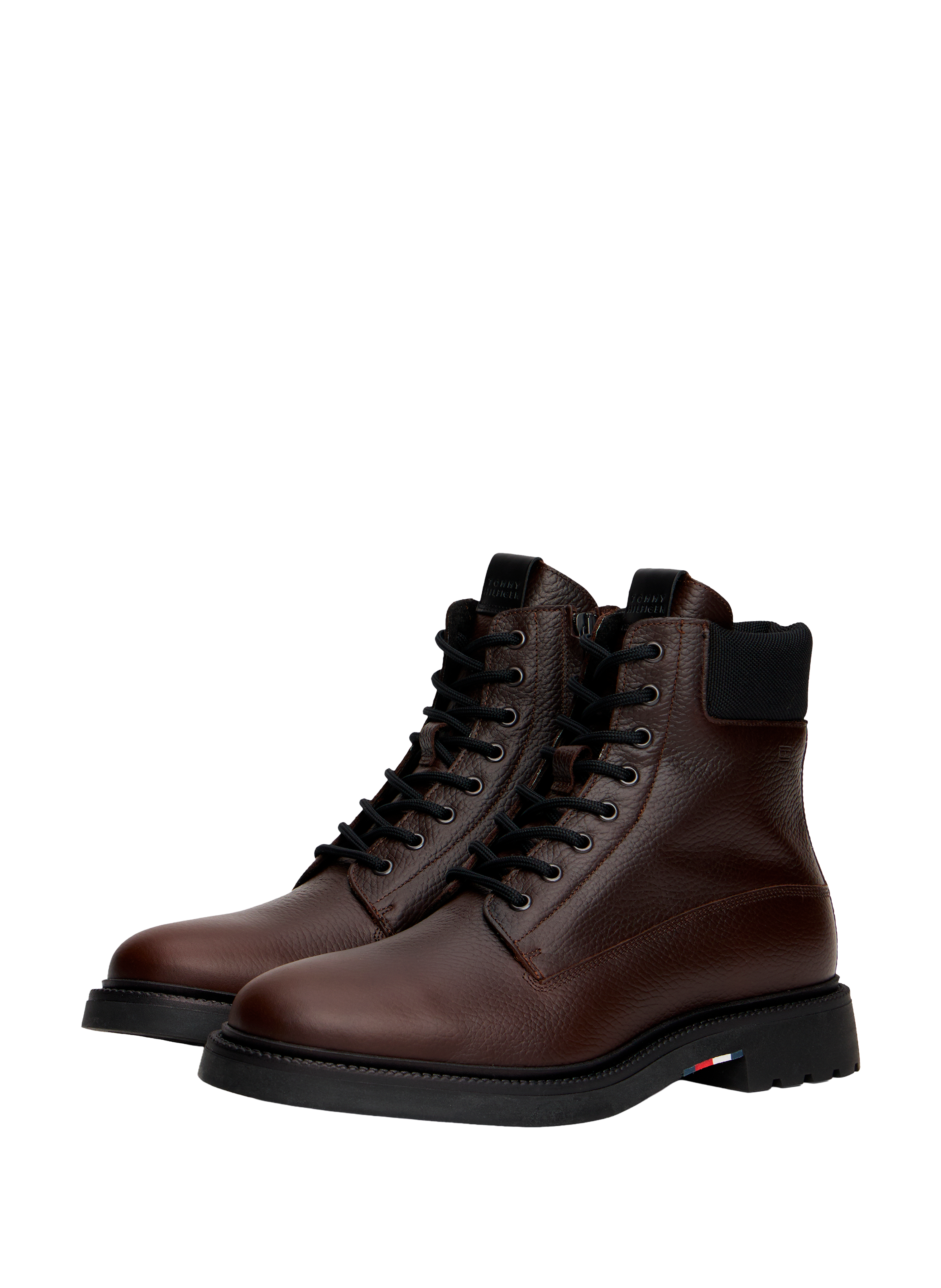 Lace-up leather boots TOMMY HILFIGER Brown