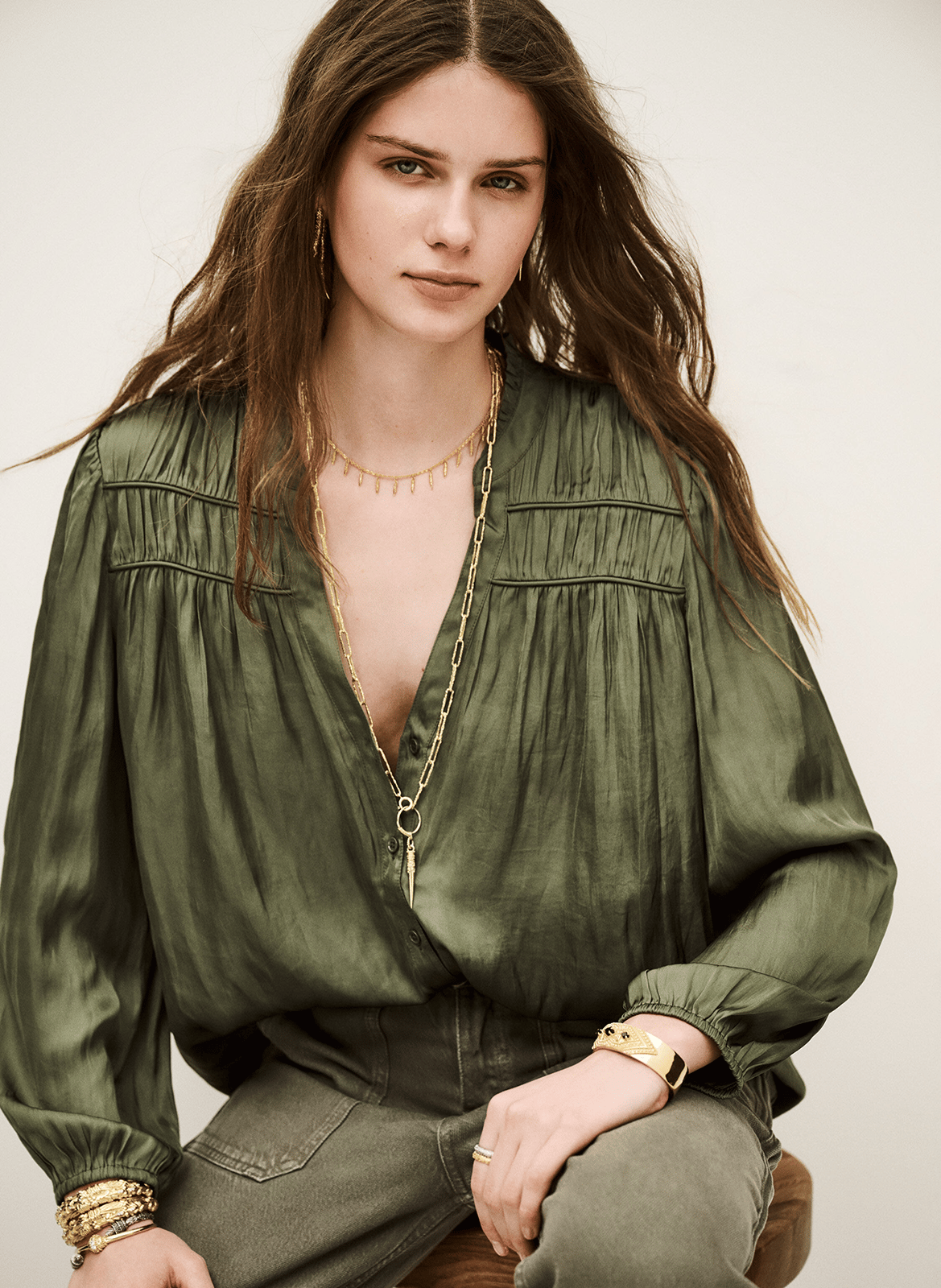 Chemise col v cessia BA&SH Kaki