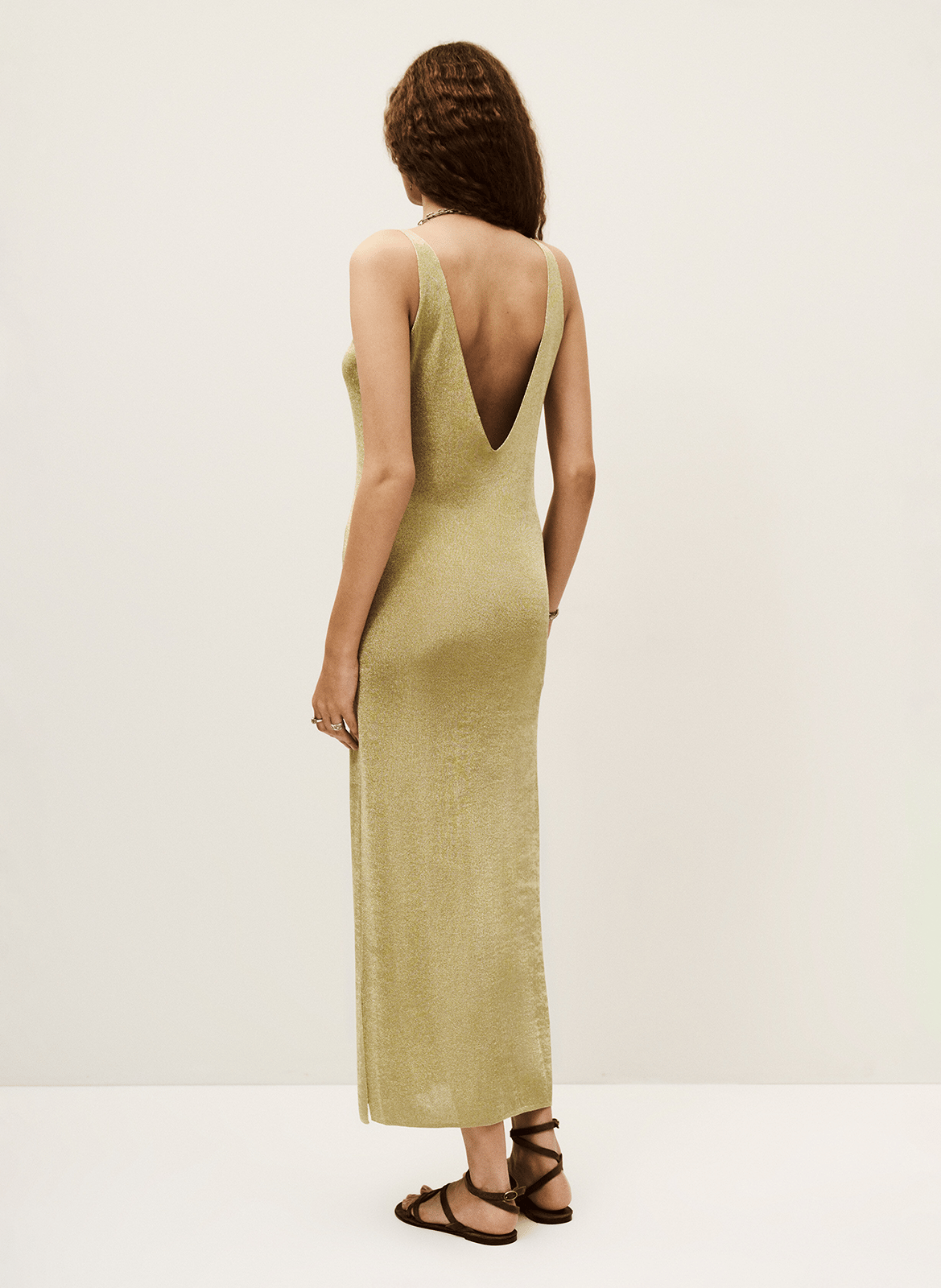 Robe midi col v à paillettes zalana BA&SH Doré