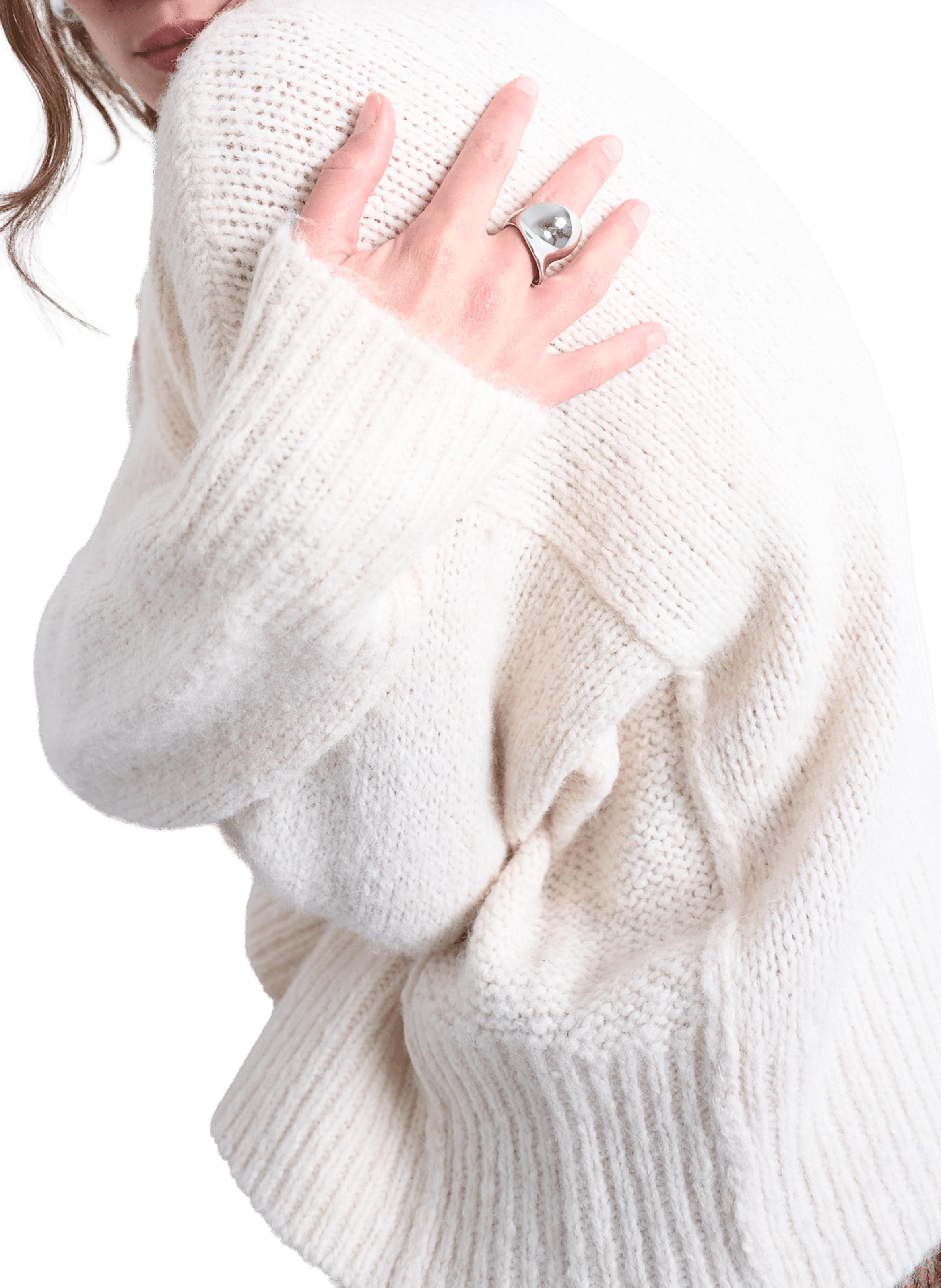 Pull col rond en maille TOPSHOP Blanc