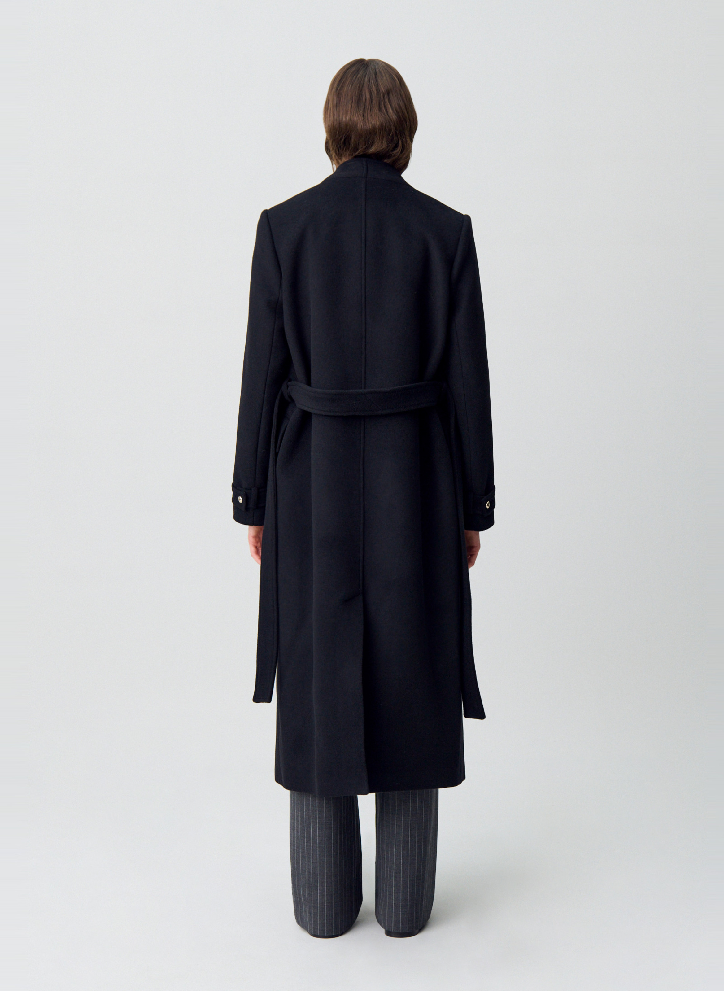 Manteau col v en laine mélangée galika CLAUDIE PIERLOT Noir