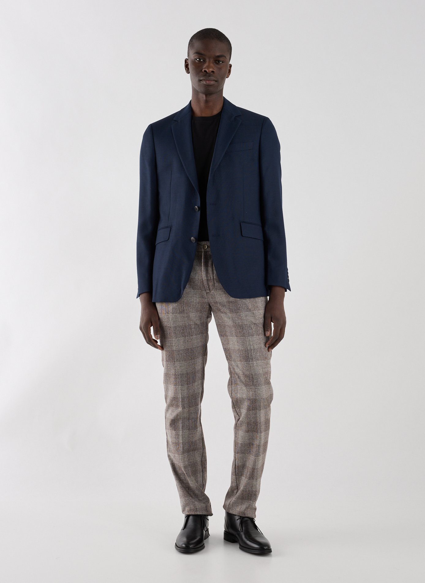 Pantalon slim à carreaux en laine et cachemire mélangés HACKETT Beige