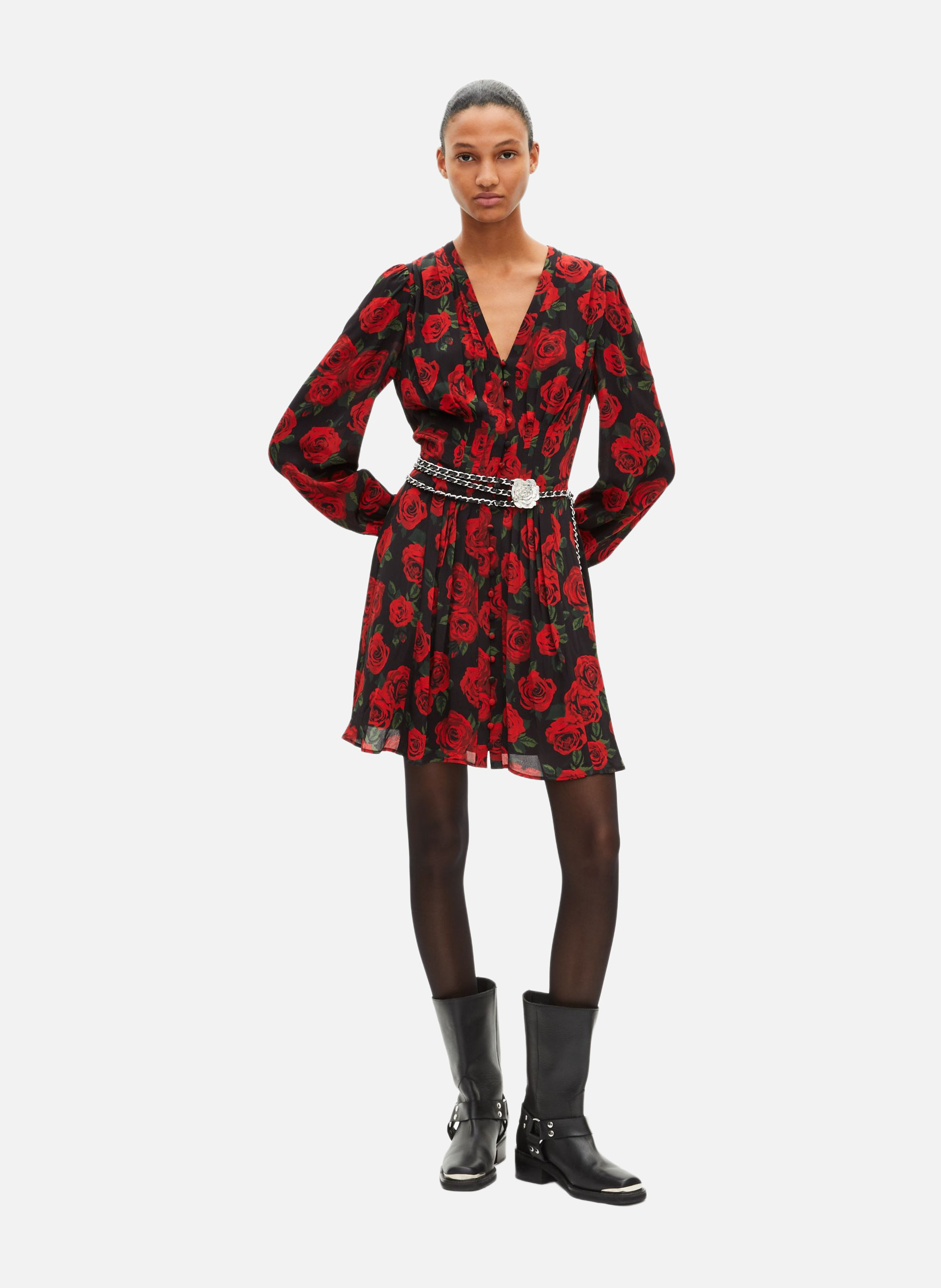 Robe courte imprimé fleuri THE KOOPLES Noir