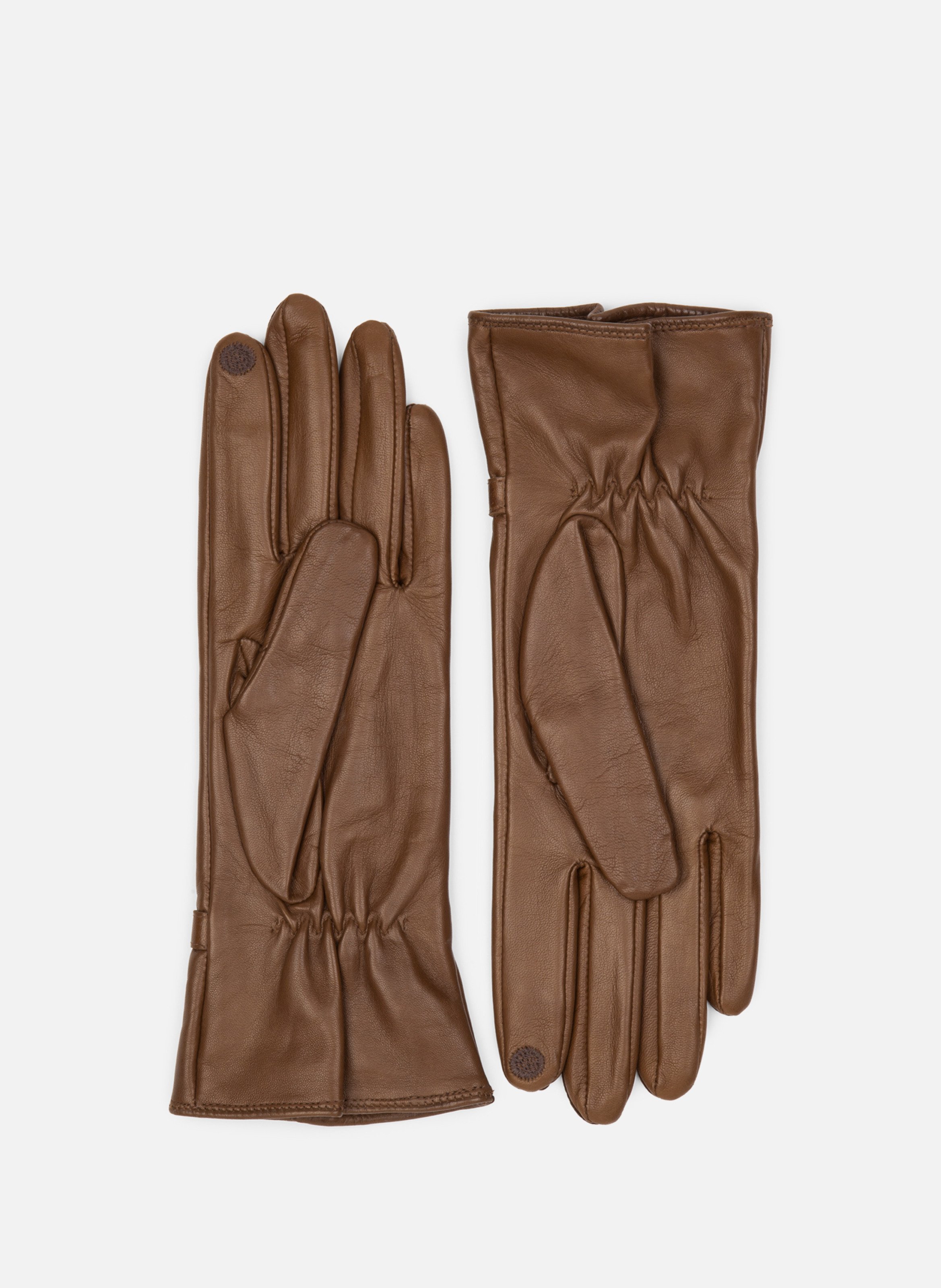 Gants en cuir d'agneau lisse LANCASTER Marron