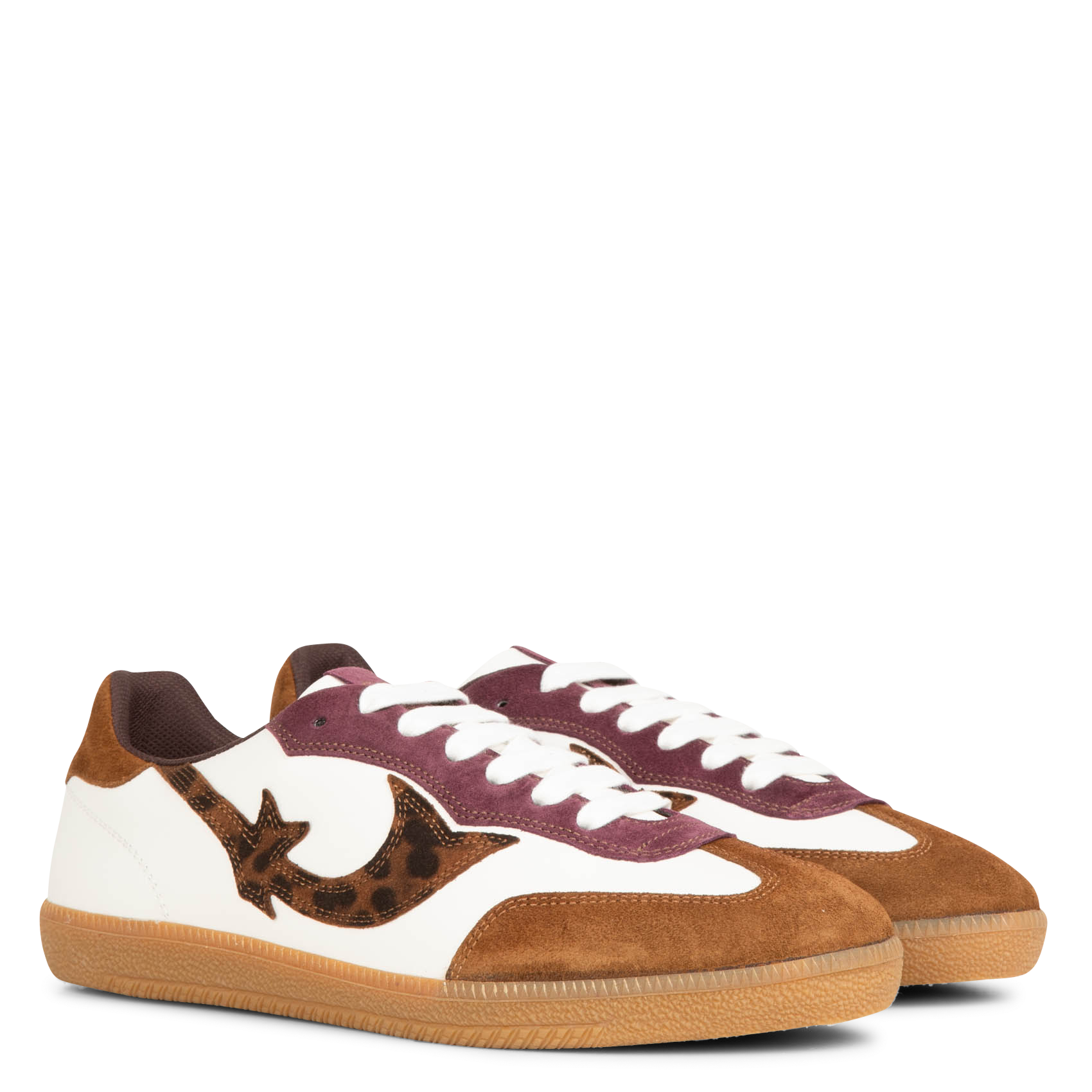 Baskets basses en cuir imprimé léopard crew BA&SH Marron