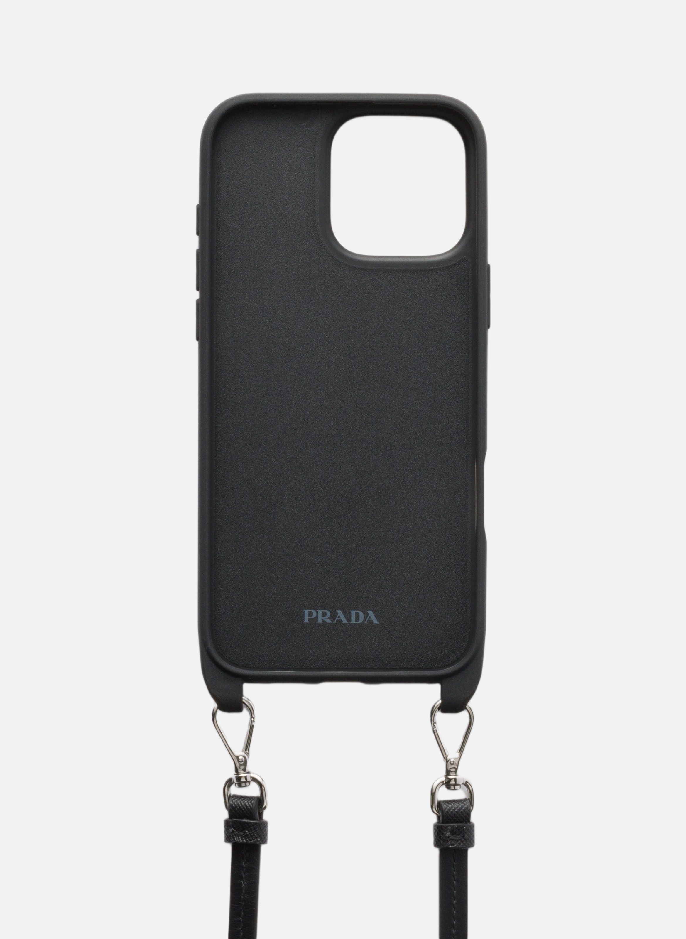 Coque pour iphone 16 pro max en cuir saffiano et c PRADA Rose