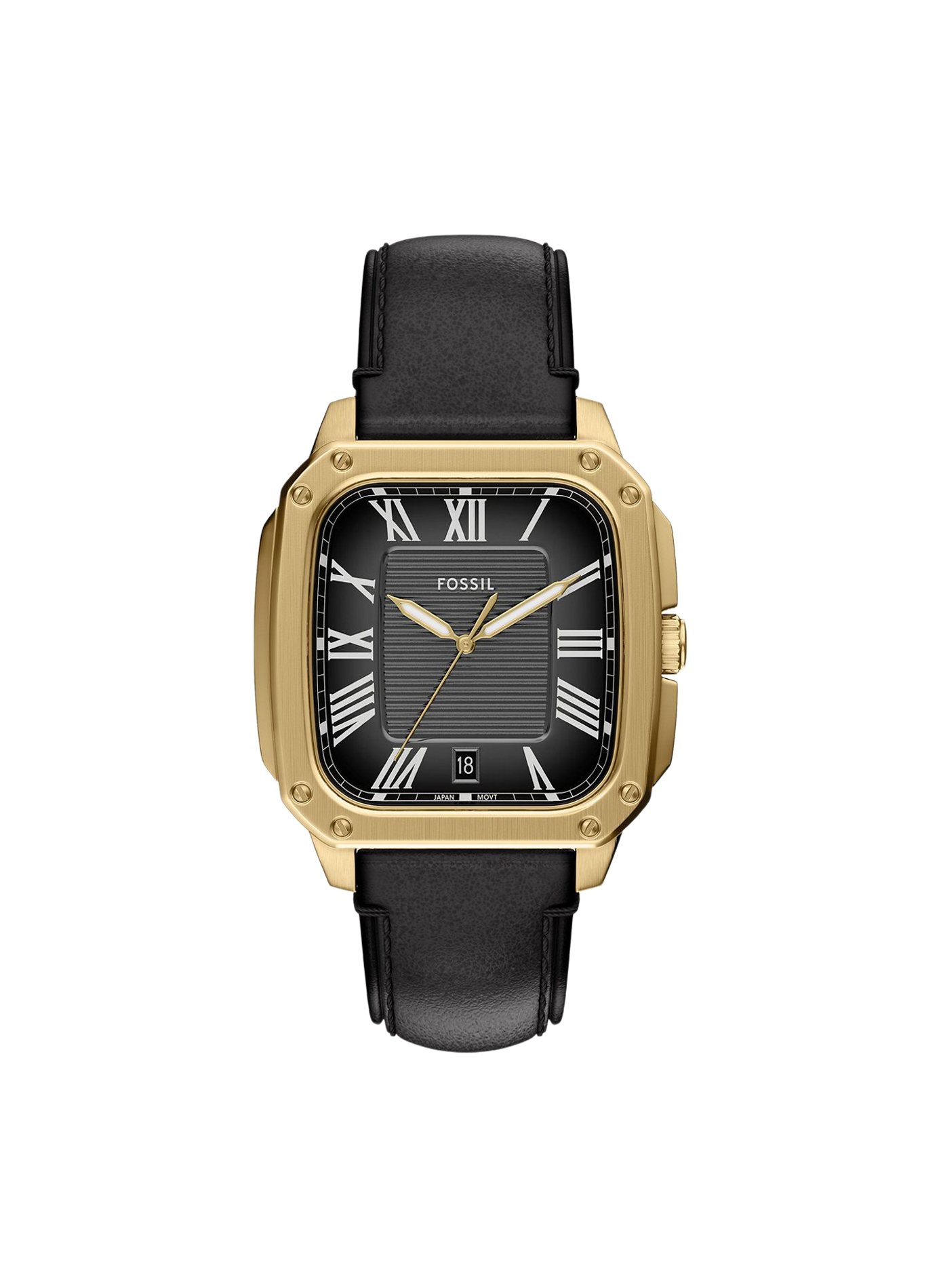 Montre Crosby bracelet en cuir FOSSIL Noir